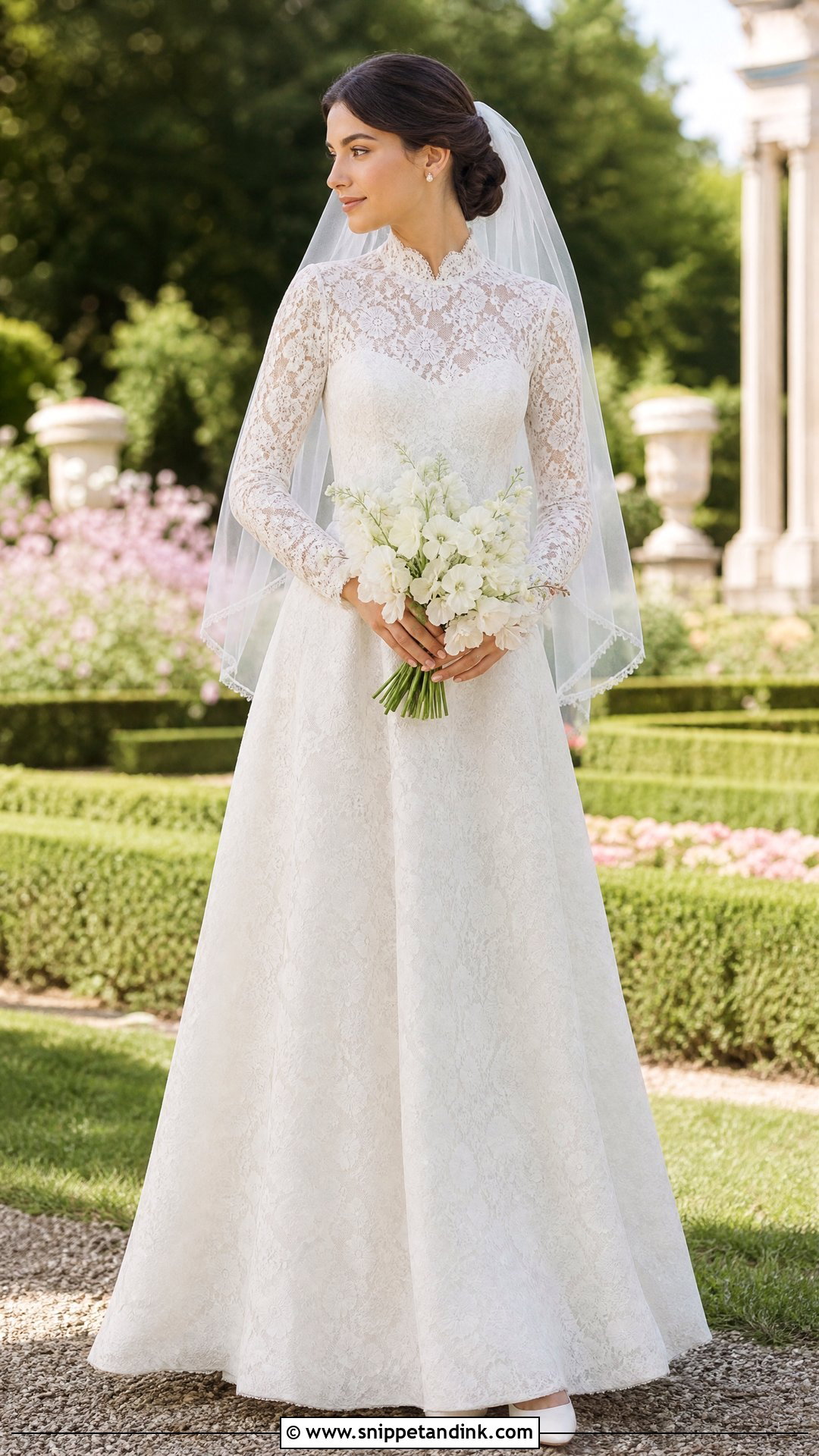 Classic High Neck Lace Wedding Dress - Snippet and Ink - 25 Classic Bride Dress Ideas