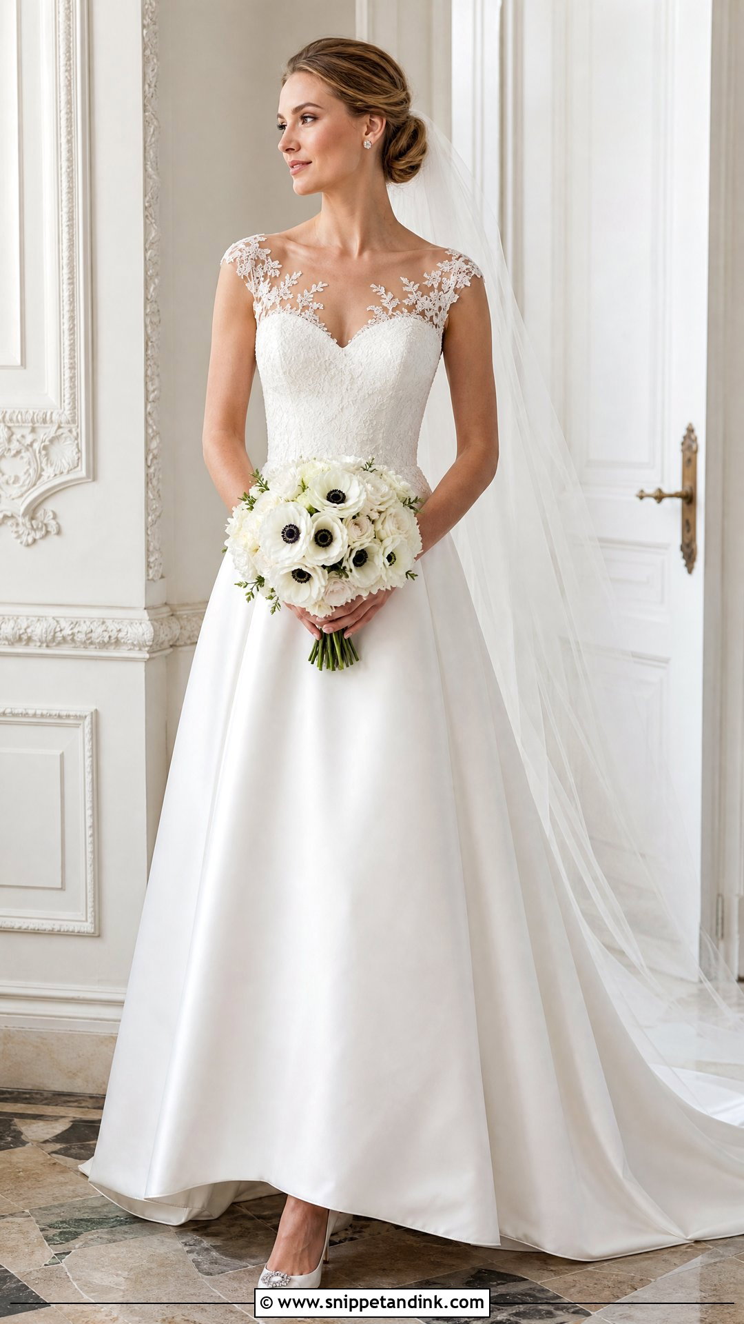 Classic Illusion Neckline Lace Wedding Dress - Snippet and Ink - 25 Classic Bride Dress Ideas