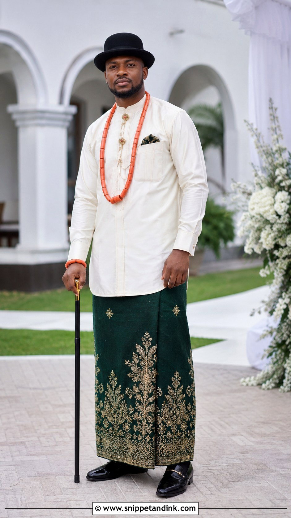 Classic Isoko Groom Wrapper Outfit - Snippet and Ink - 20 Isoko Traditional Wedding Attire Ideas