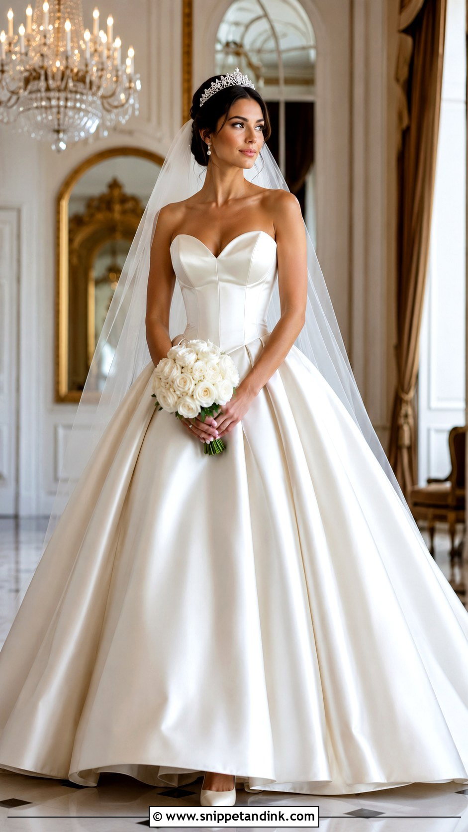 Classic Ivory Satin Cinderella Gown - Snippet and Ink - 20 Cinderella Gown Wedding Ideas