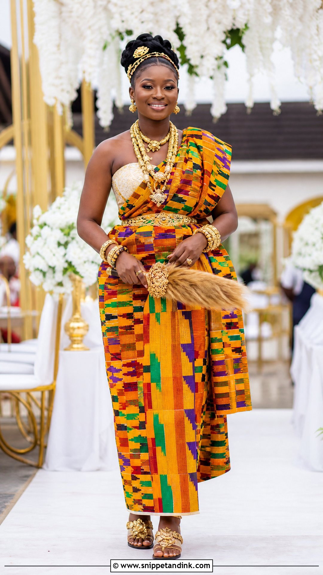 Classic Kente Wrap Wedding Dress - Snippet and Ink - 20 Traditional Ghana Wedding Dress Ideas