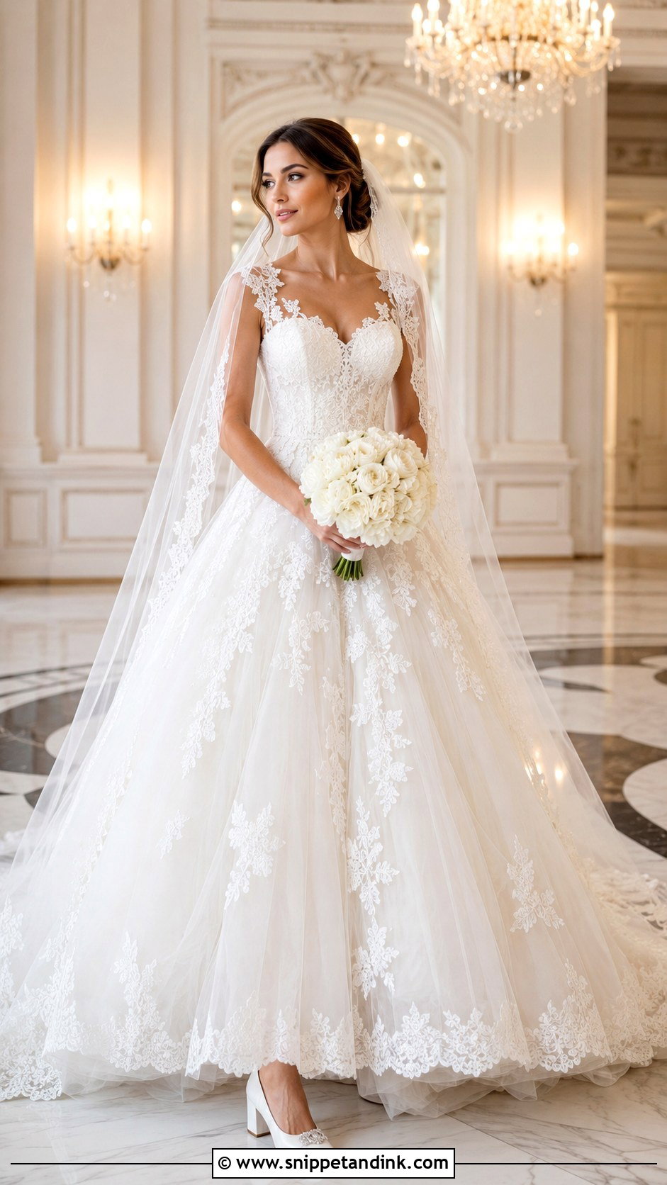 Classic Lace Ball Gown Wedding Dress - Snippet and Ink - 20 Classic Lace Wedding Dress Ideas