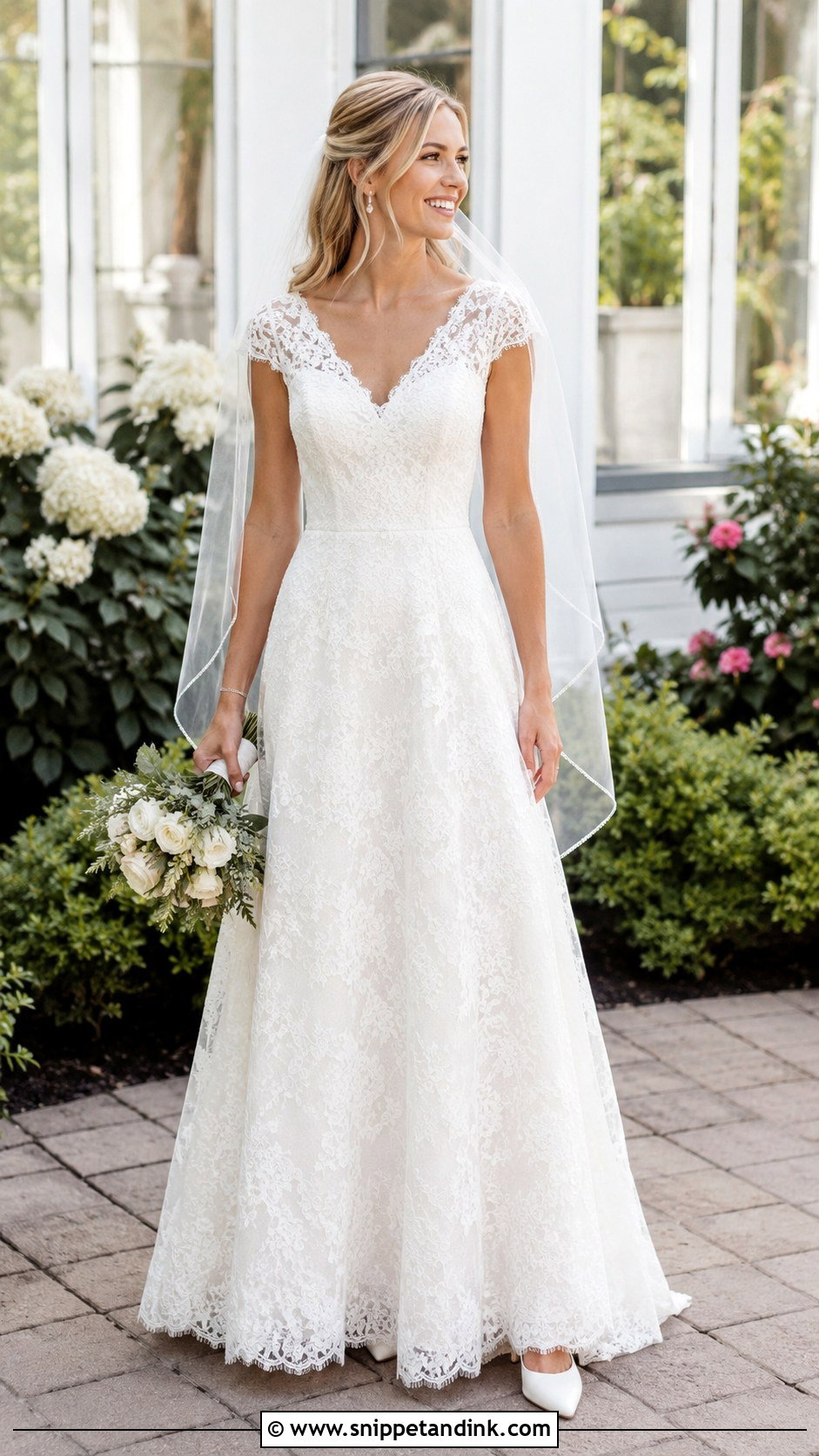 Classic Lace Wedding Dress With Cap Sleeves - Snippet and Ink - 20 Classic Lace Wedding Dress Ideas