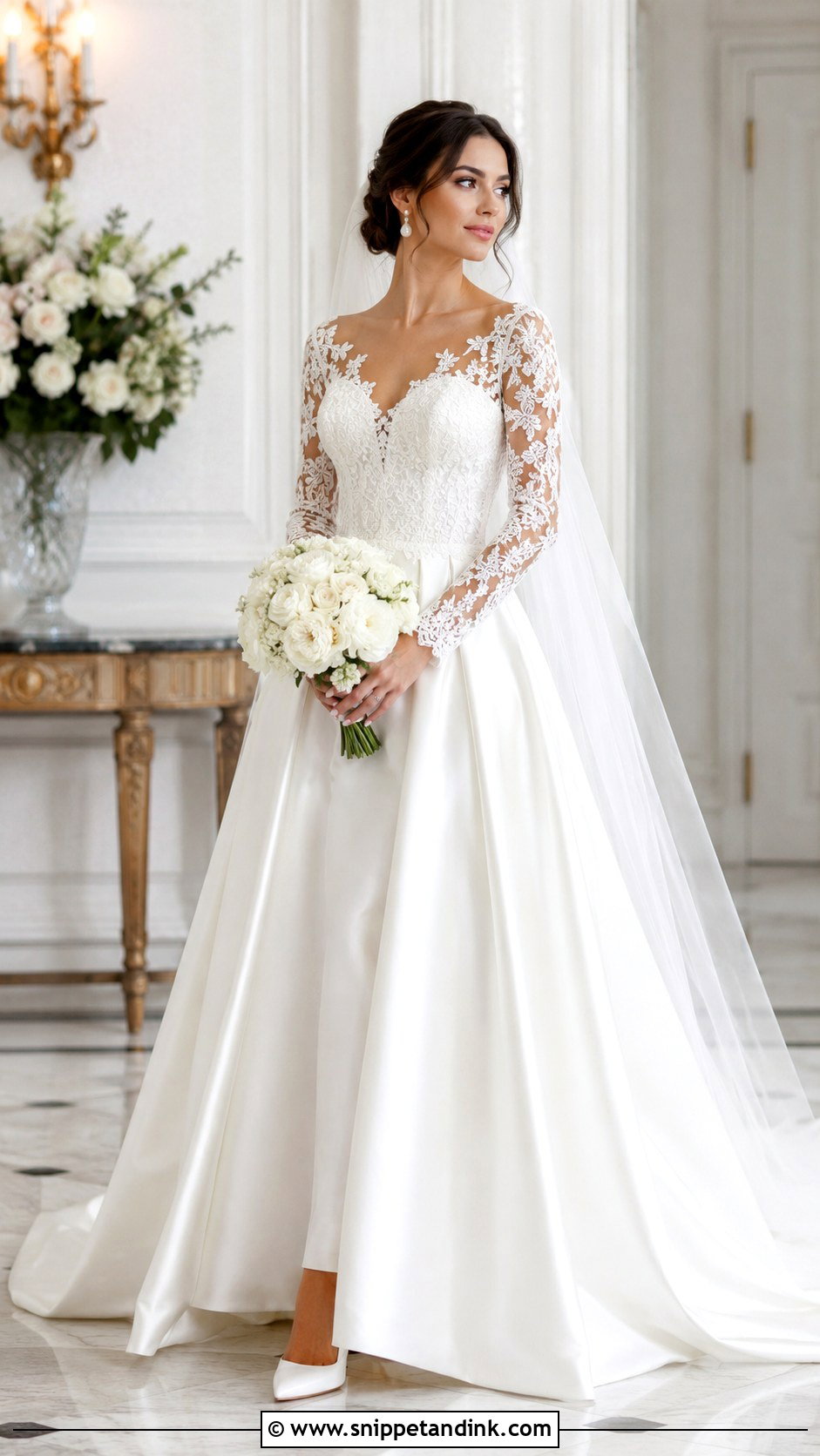 Classic Lace Wedding Dress With Satin Skirt - Snippet and Ink - 20 Classic Lace Wedding Dress Ideas