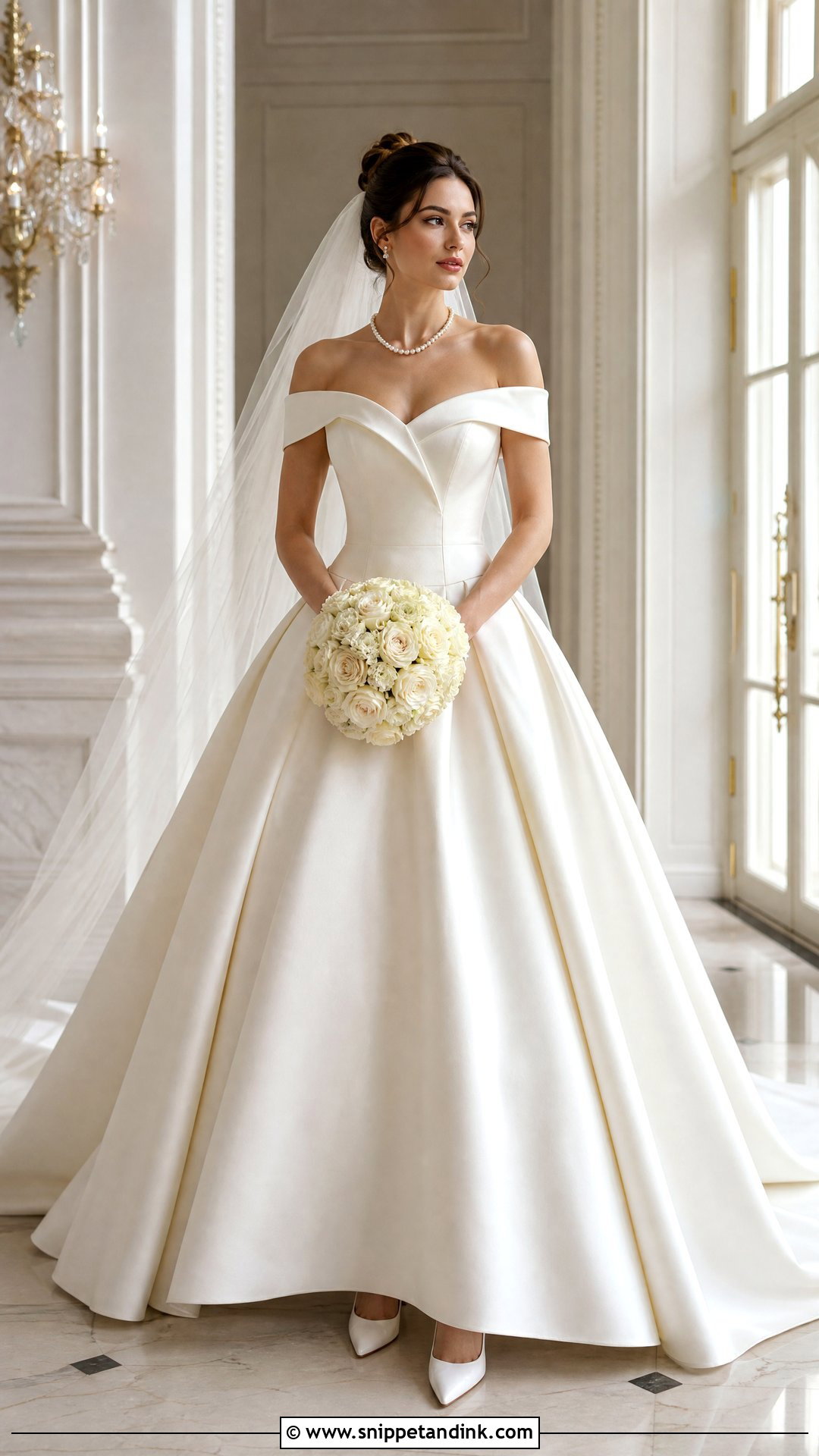 Classic Off Shoulder Ball Gown Wedding Dress - Snippet and Ink - 25 Classic Bride Dress Ideas