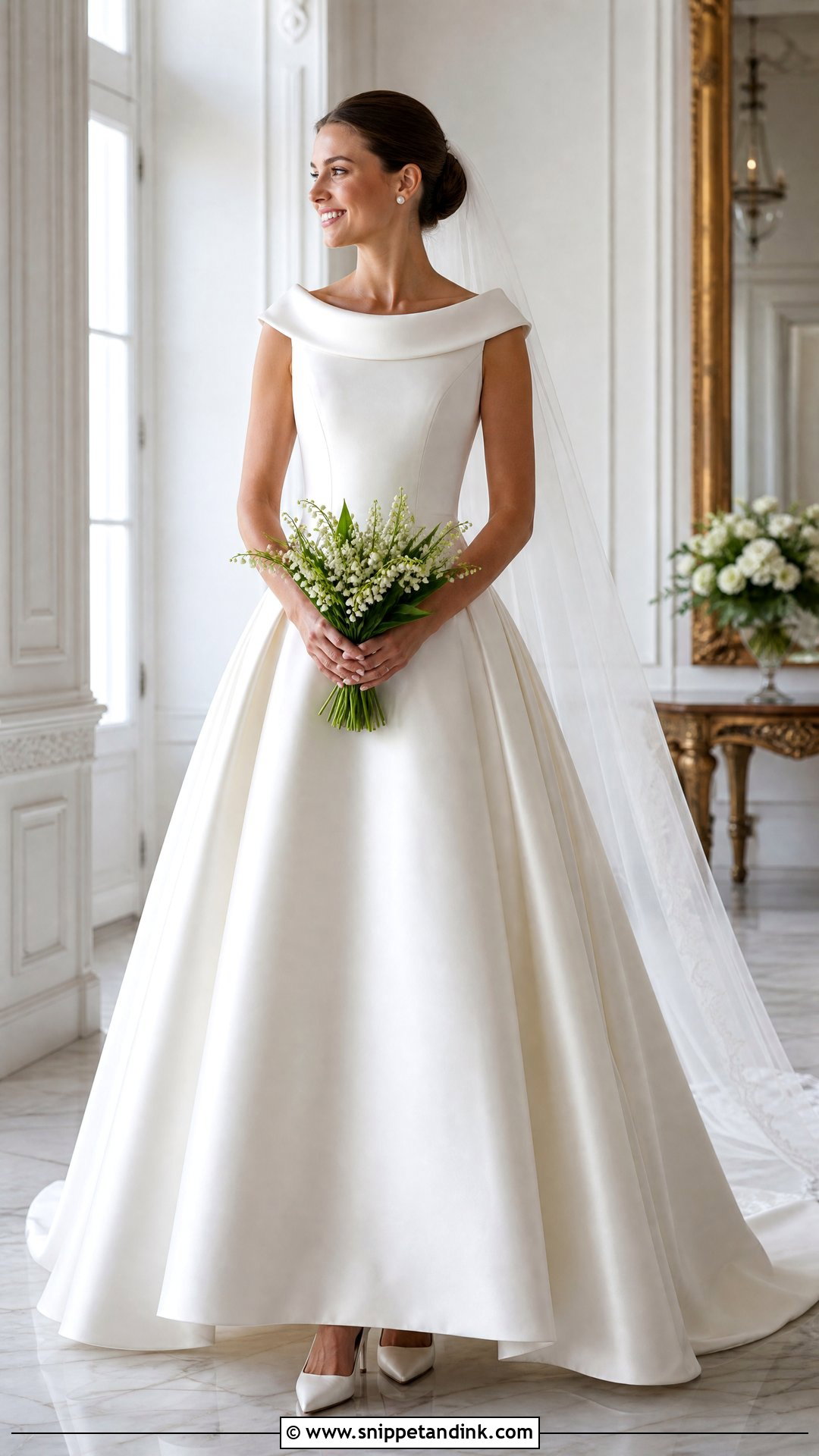 Classic Portrait Collar Wedding Dress - Snippet and Ink - 25 Classic Bride Dress Ideas
