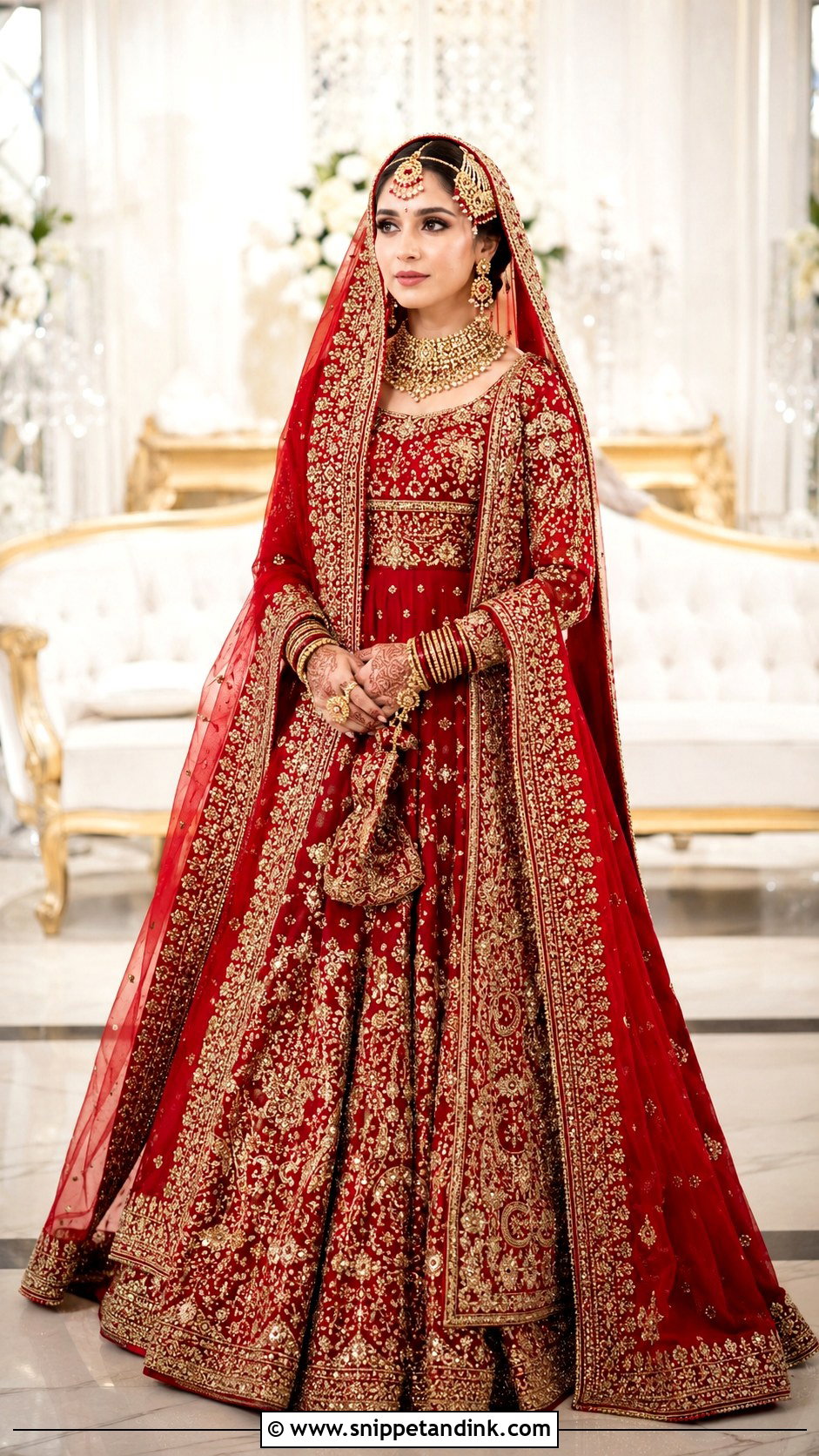 Classic Red Barat Dress With Double Dupatta - Snippet and Ink - 20 Barat Dress Design Ideas