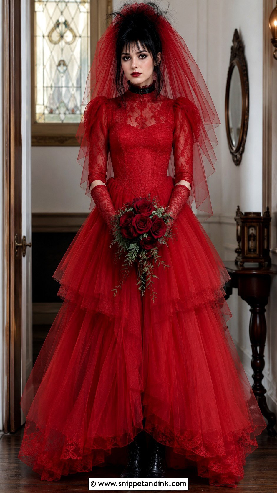 Classic Red Lydia Deetz Wedding Dress - Snippet and Ink - 20 Lydia Deetz Wedding Dress Ideas