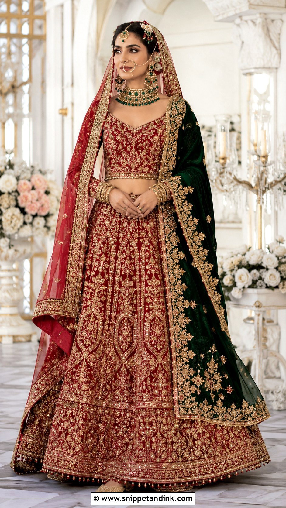Classic Red Velvet Barat Lehnga - Snippet and Ink - 20 Barat Lehnga Pakistani Bridal Ideas