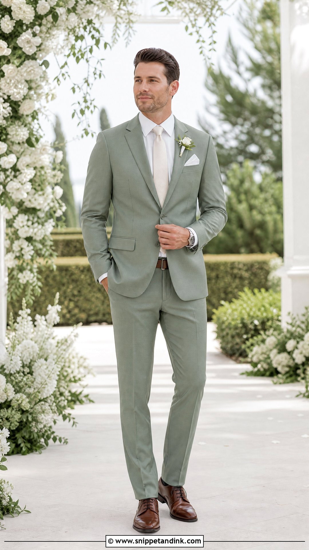 Classic Sage Wedding Suit With White Shirt - Snippet and Ink - 20 Sage Wedding Suit Ideas