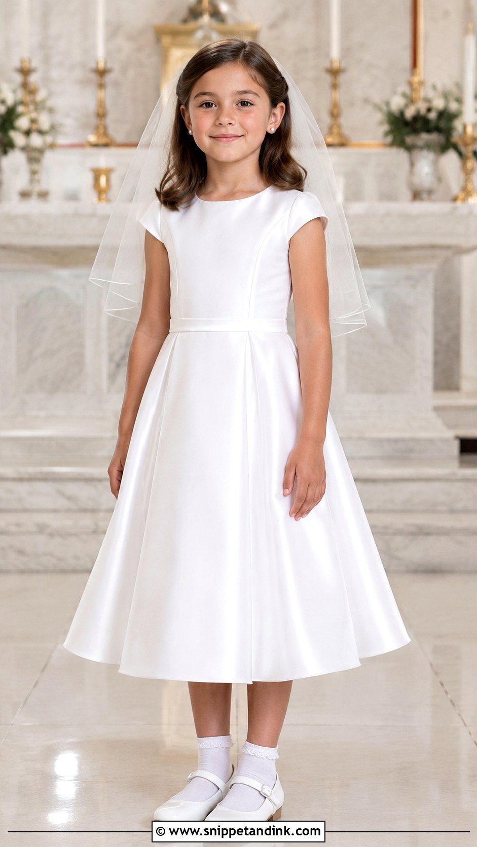 Classic Satin First Communion Dress - Snippet and Ink - 20 Designer First Communion Dresses