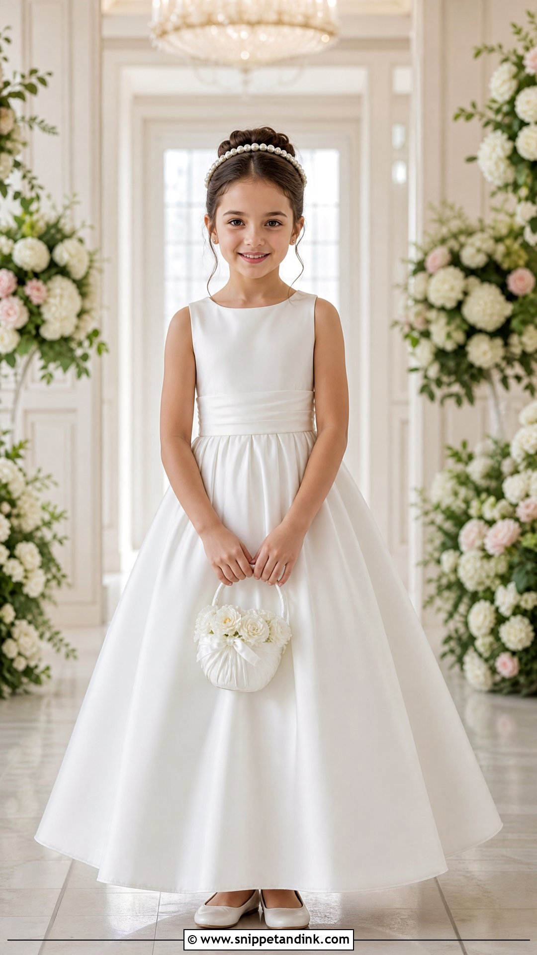Classic Satin Little Bride Ball Gown - Snippet and Ink - 25 Little Bride Gown Styles for Kids