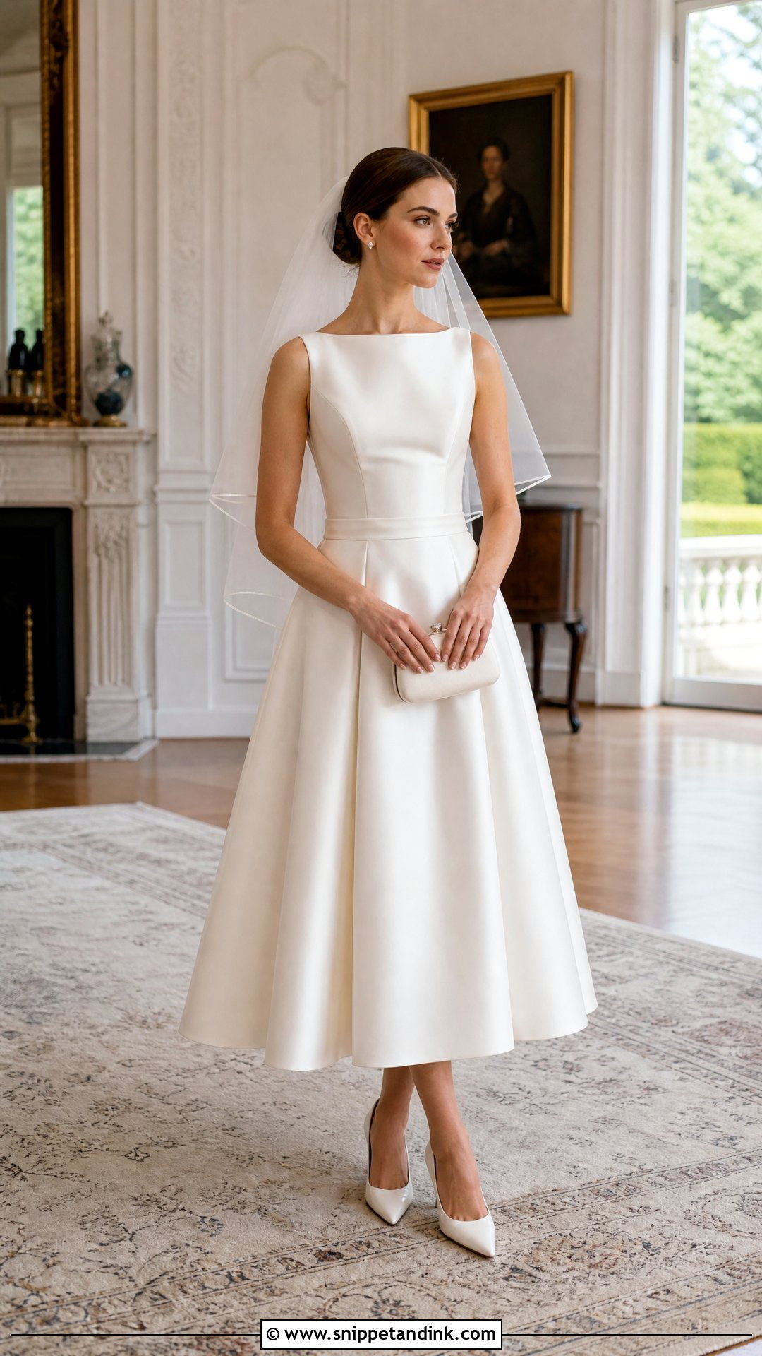 Classic Satin Tea Length Wedding Dress - Snippet and Ink - 20 Tea Length Wedding Ideas