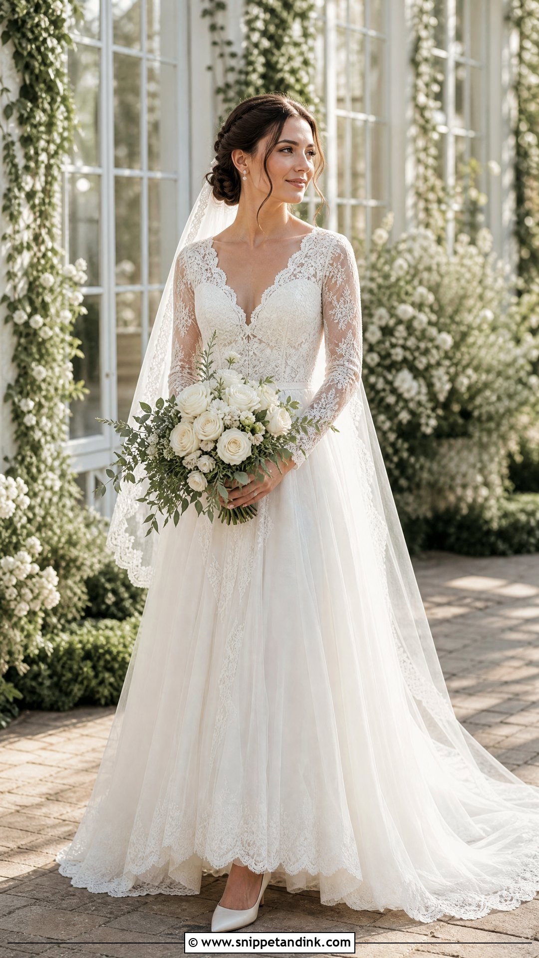 Classic Scalloped Lace Wedding Dress - Snippet and Ink - 25 Classic Bride Dress Ideas