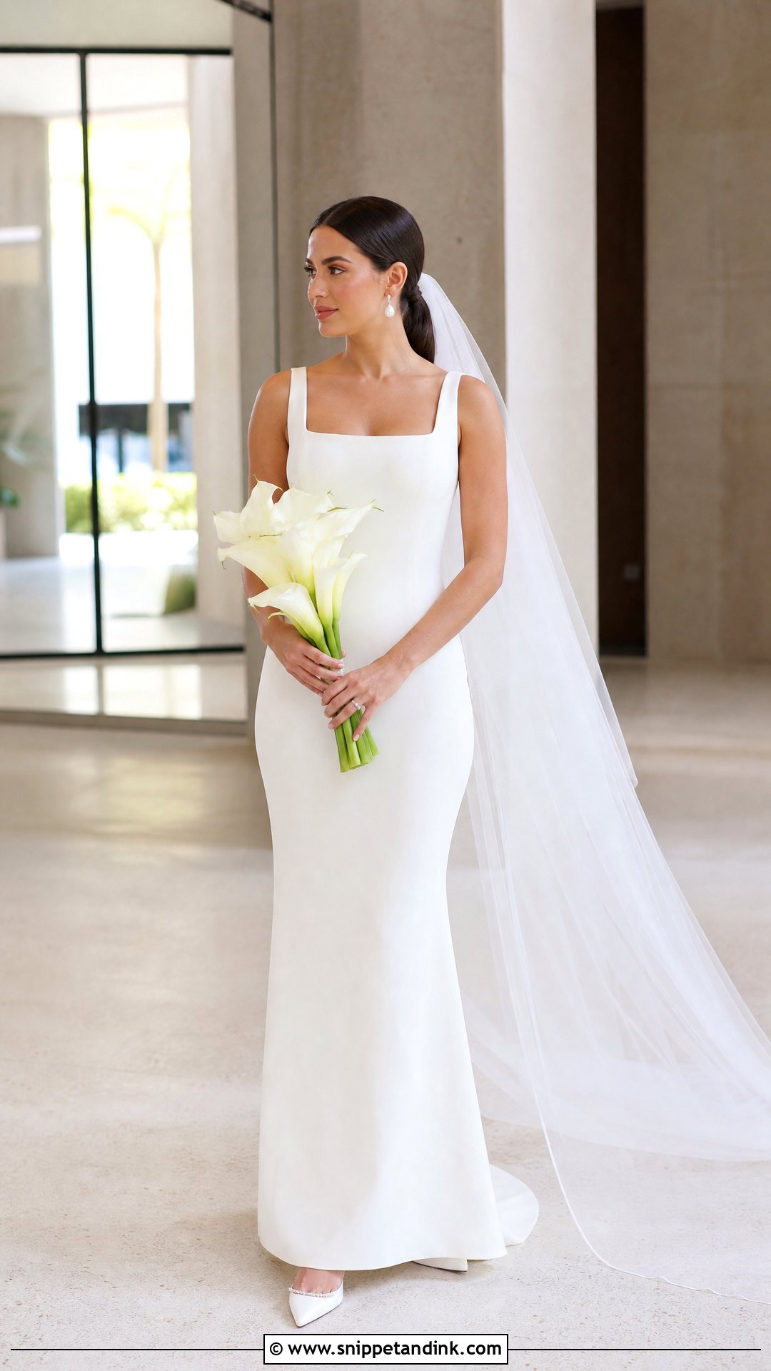 Classic Square Neck Sheath Wedding Dress - Snippet and Ink - 25 Classic Bride Dress Ideas