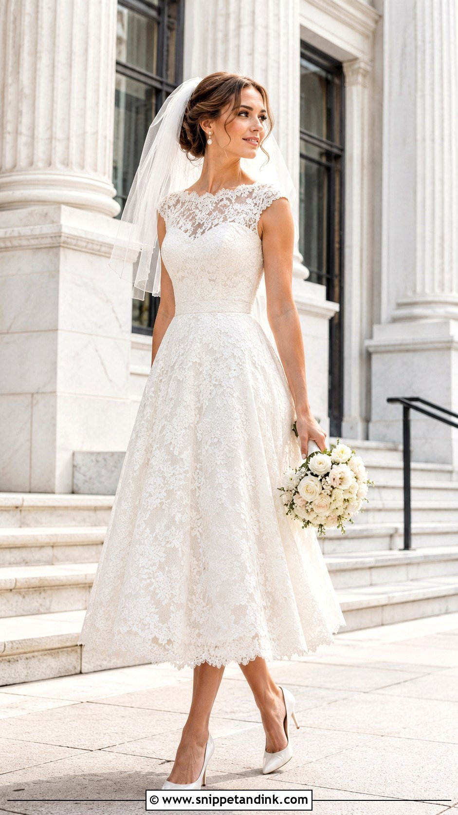 Classic Tea Length Lace Wedding Dress - Snippet and Ink - 20 Classic Lace Wedding Dress Ideas