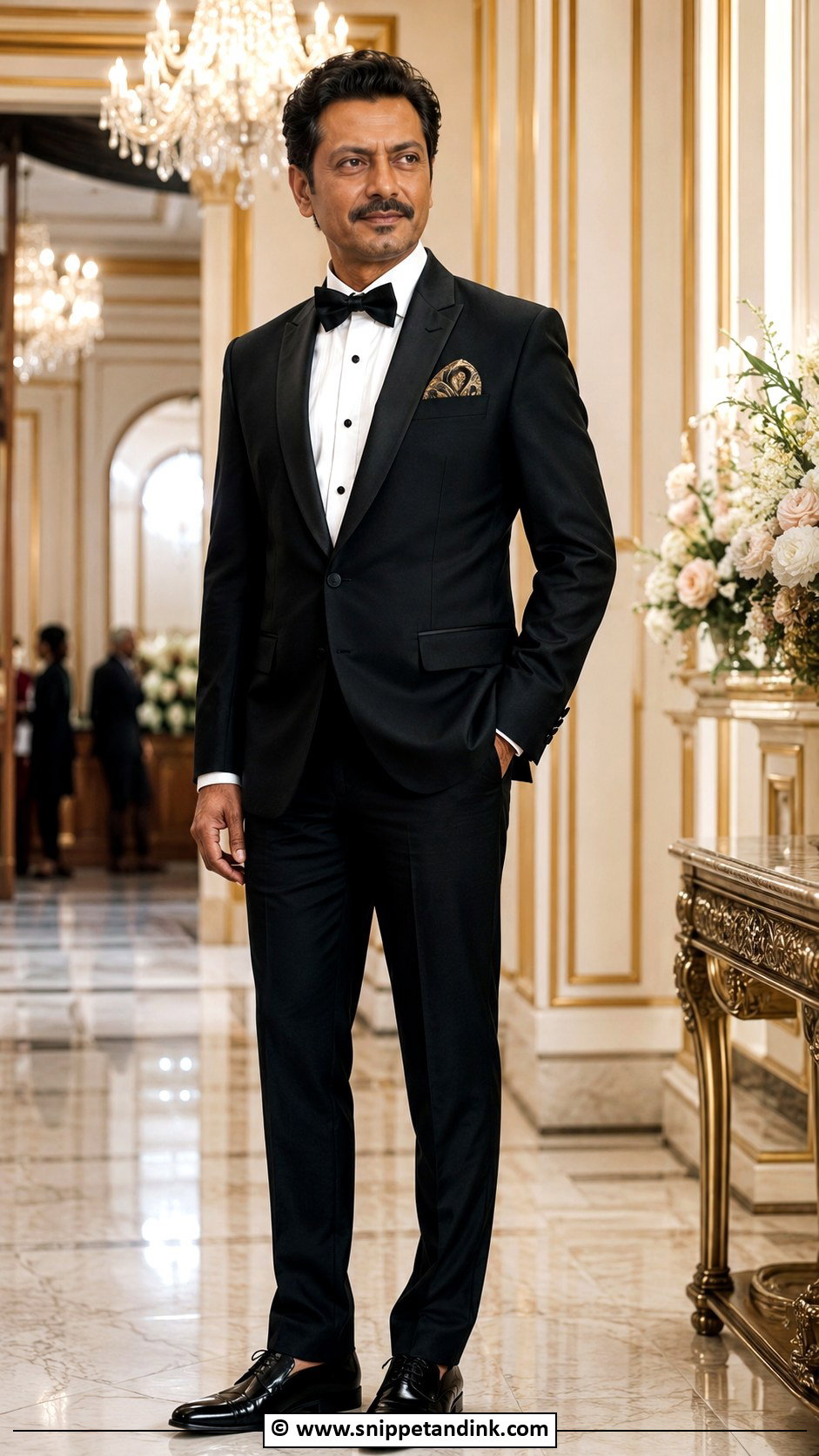 Classic Tuxedo With Indian Pocket Square - Snippet and Ink - 25 Indian Bride's Father Outfit Ideas