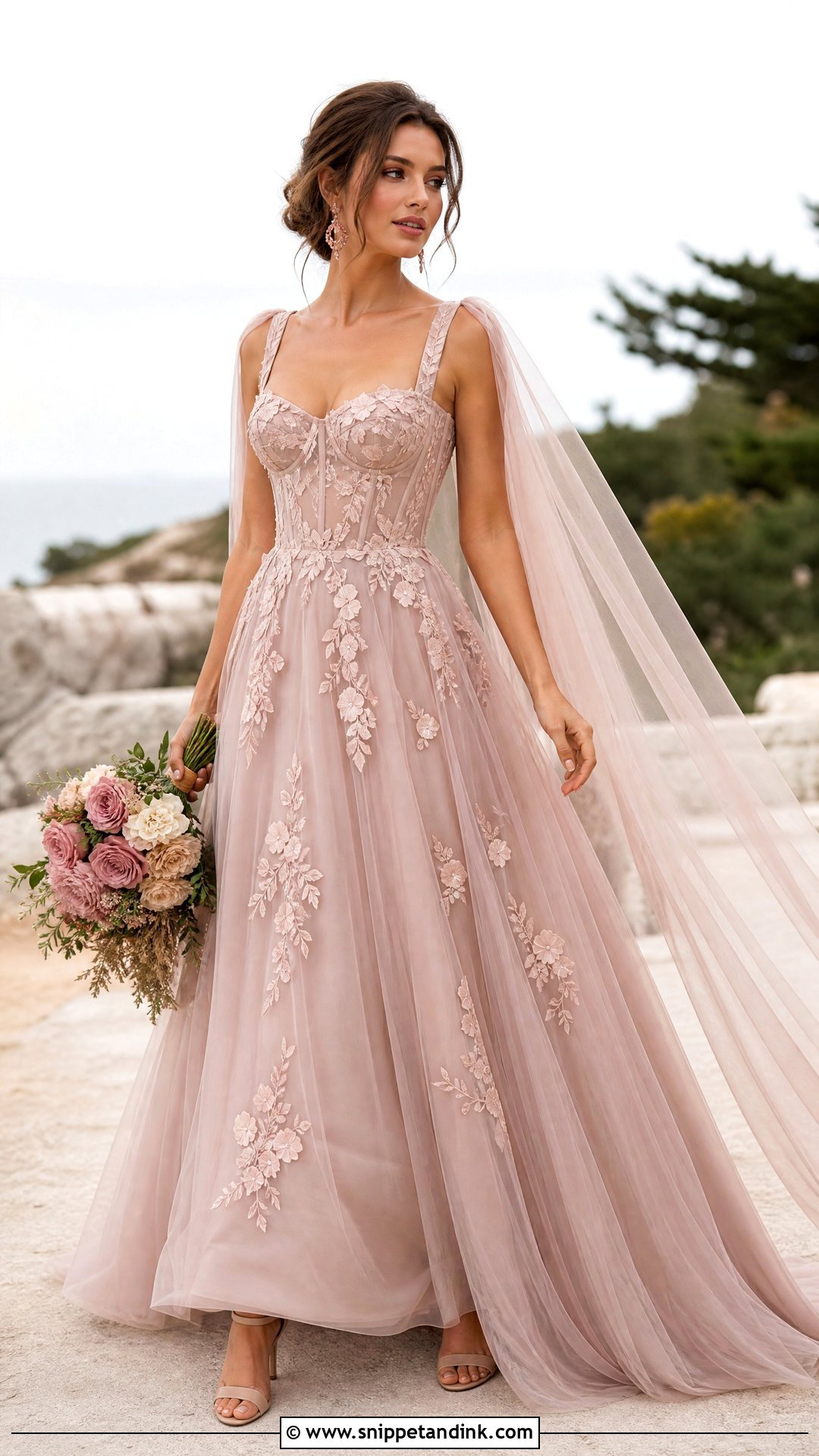 Clay Pink Corset Wedding Dress - Snippet and Ink - 20 Earthy Wedding Dress Ideas