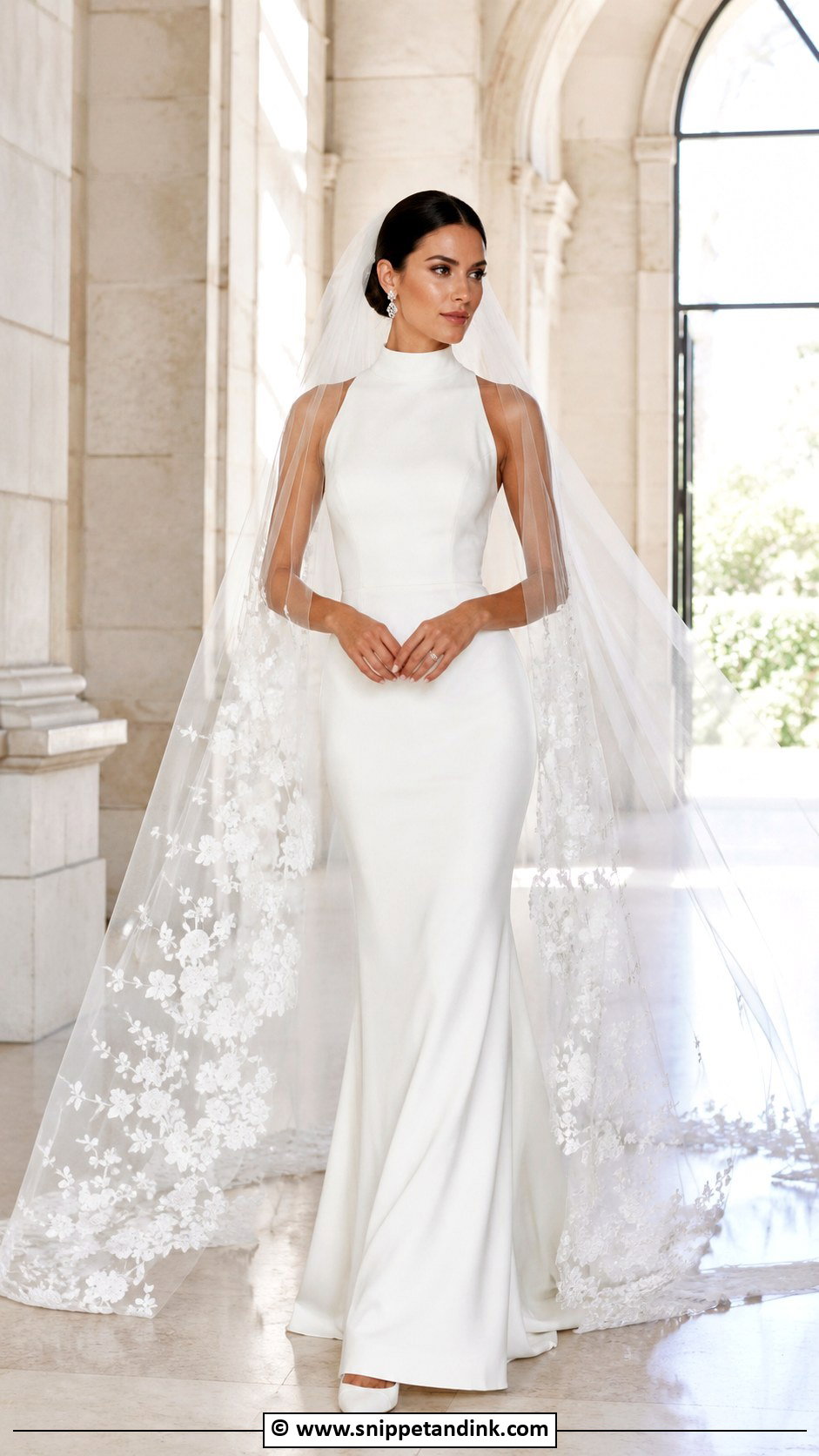 Clean High Neck Wedding Dress - Snippet and Ink - 25 Clean Wedding Dress Ideas