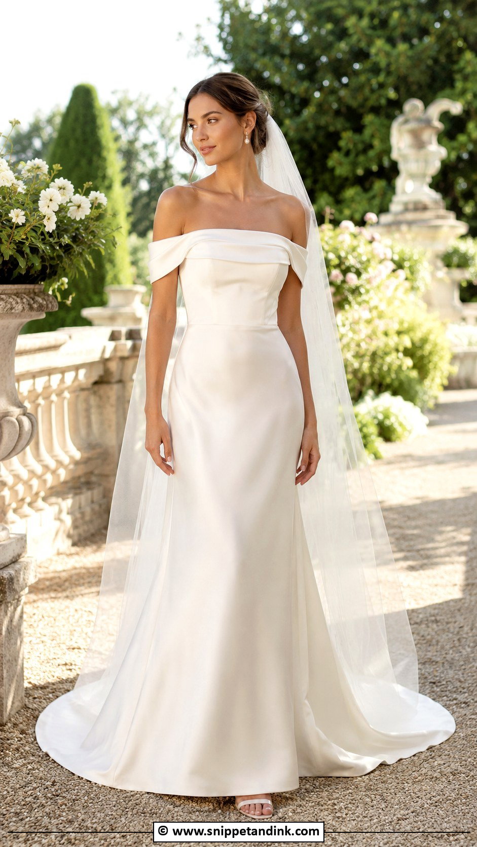Clean Off Shoulder Wedding Dress - Snippet and Ink - 25 Clean Wedding Dress Ideas