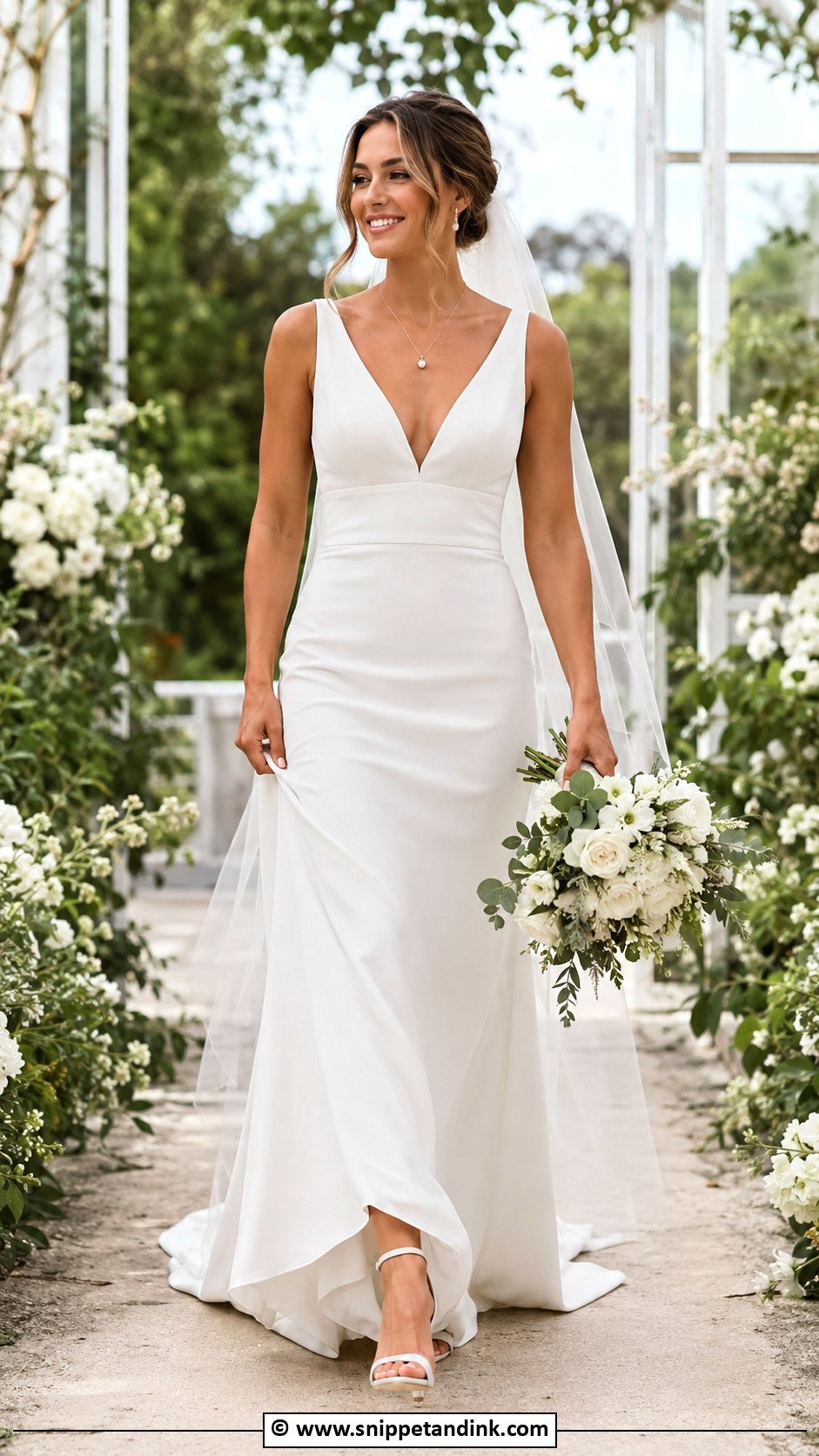 Clean V Neck Wedding Dress - Snippet and Ink - 25 Clean Wedding Dress Ideas