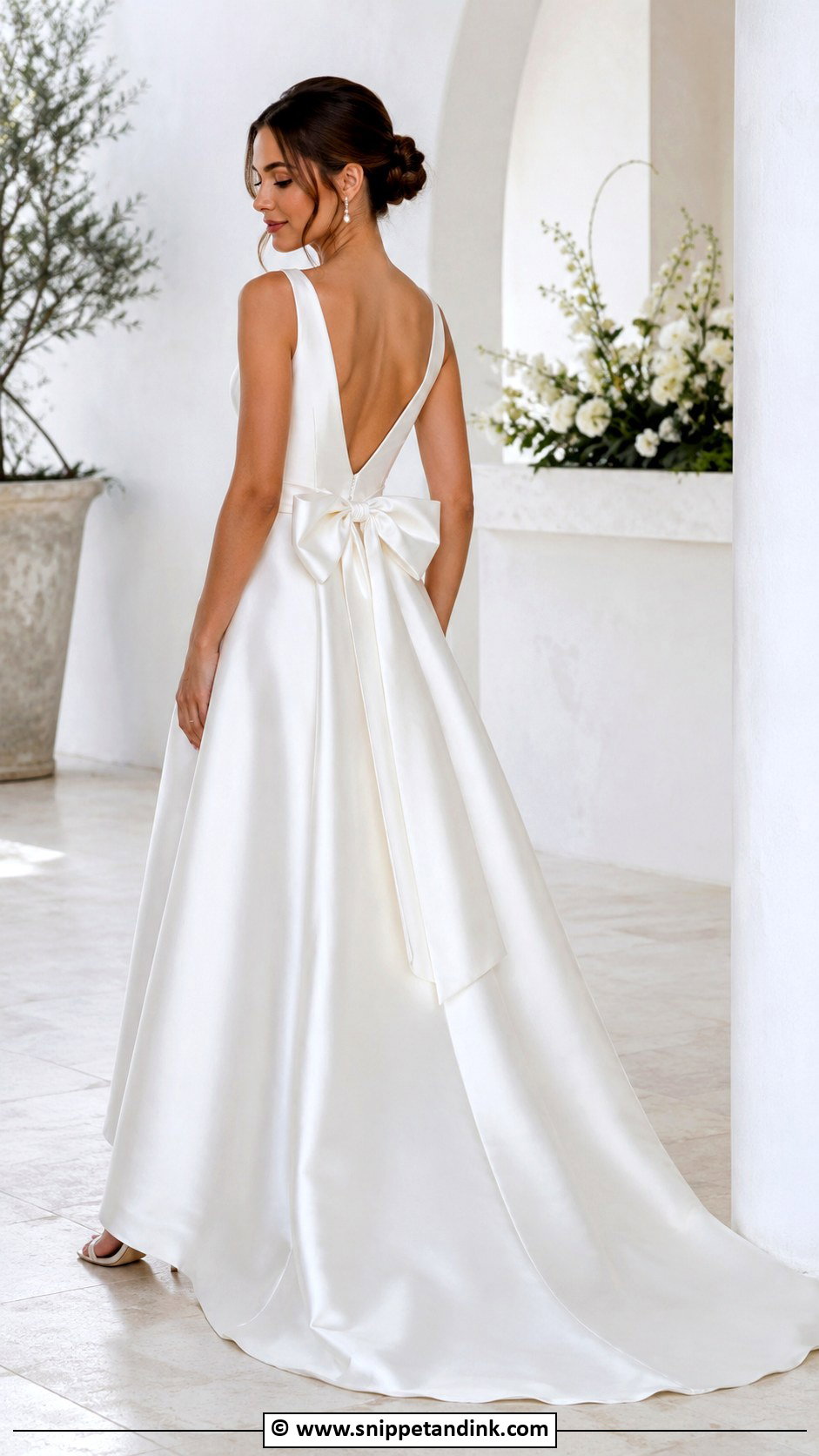Clean Wedding Dress With Bow - Snippet and Ink - 25 Clean Wedding Dress Ideas