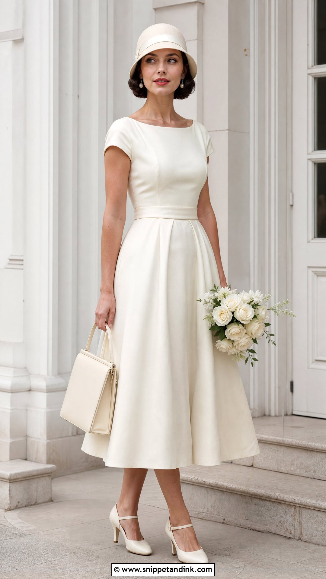 Cloche Wedding Cap With Vintage Midi Dress - Snippet and Ink - 20 Wedding Caps Ideas
