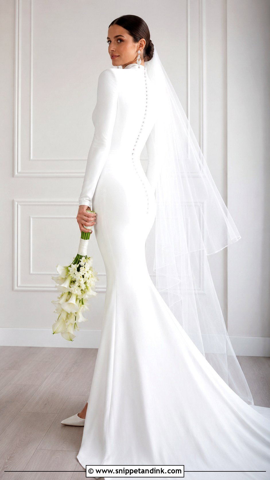 Closed Back Mermaid Wedding Dress With Sleeves - Snippet and Ink - 20 Covered Wedding Dresses