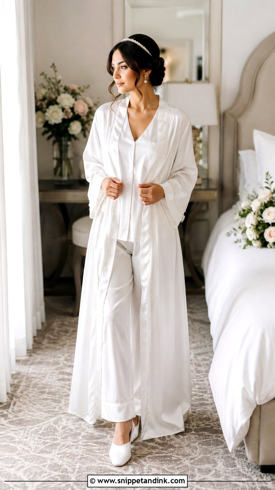 Closed Toe Bridal Slippers With Long Robe - Snippet and Ink - 25 Bridal Slippers Ideas