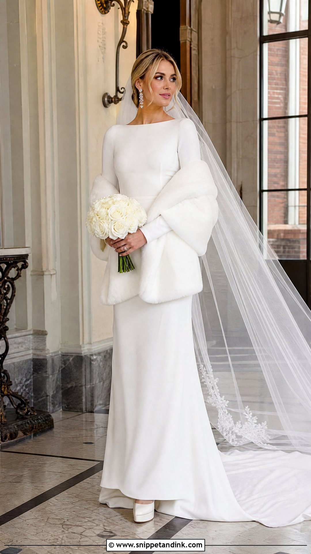 Closed Toe Platform Wedding Heels With Long Sleeve Gown - Snippet and Ink - 20 Platform Wedding Heels Ideas