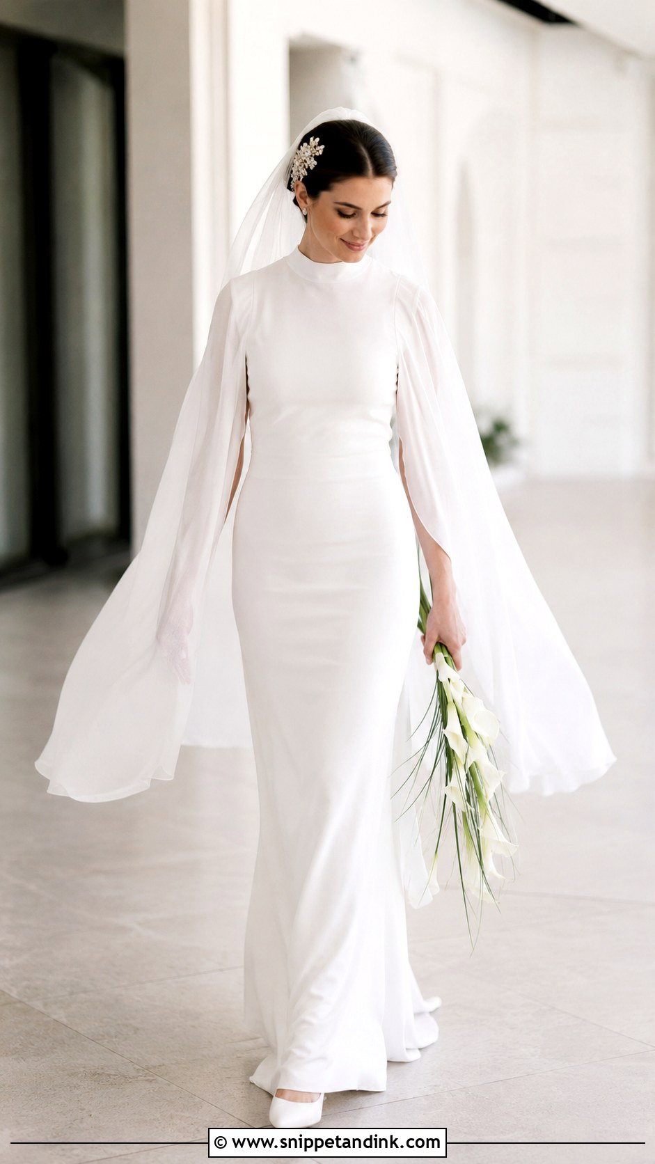 Closed Wedding Dress With Cape Sleeves - Snippet and Ink - 20 Closed Wedding Dress Ideas