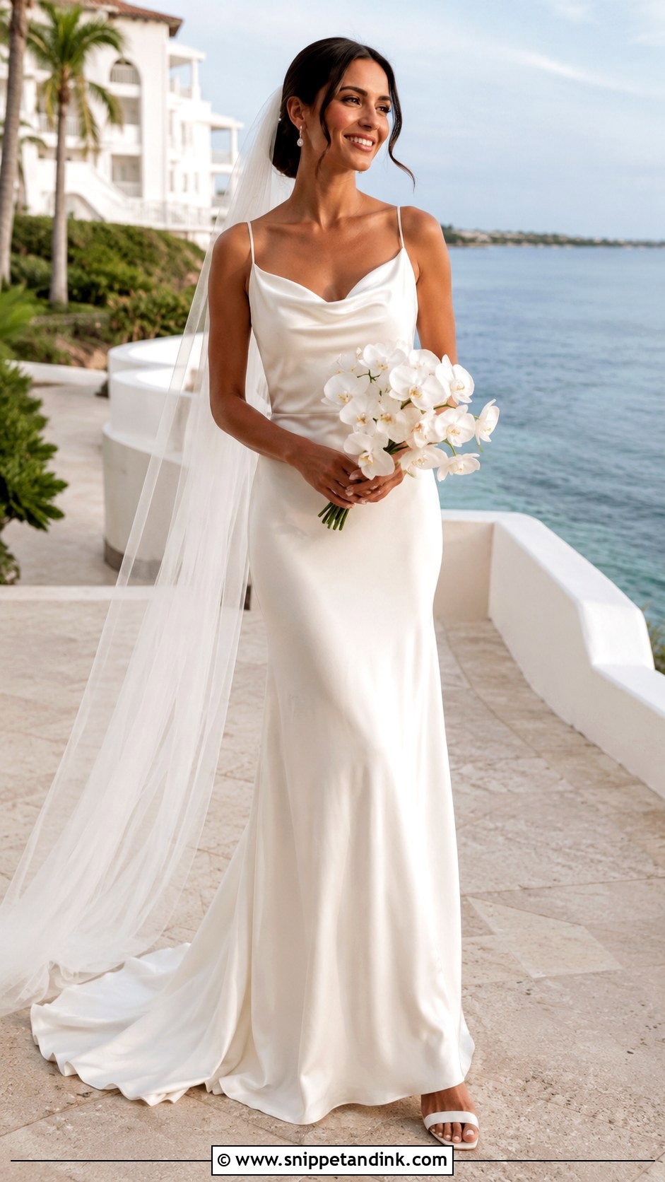 Coastal Silk Slip Bridal Gown Look - Snippet and Ink - 20 Bridal Gown Aesthetic Ideas