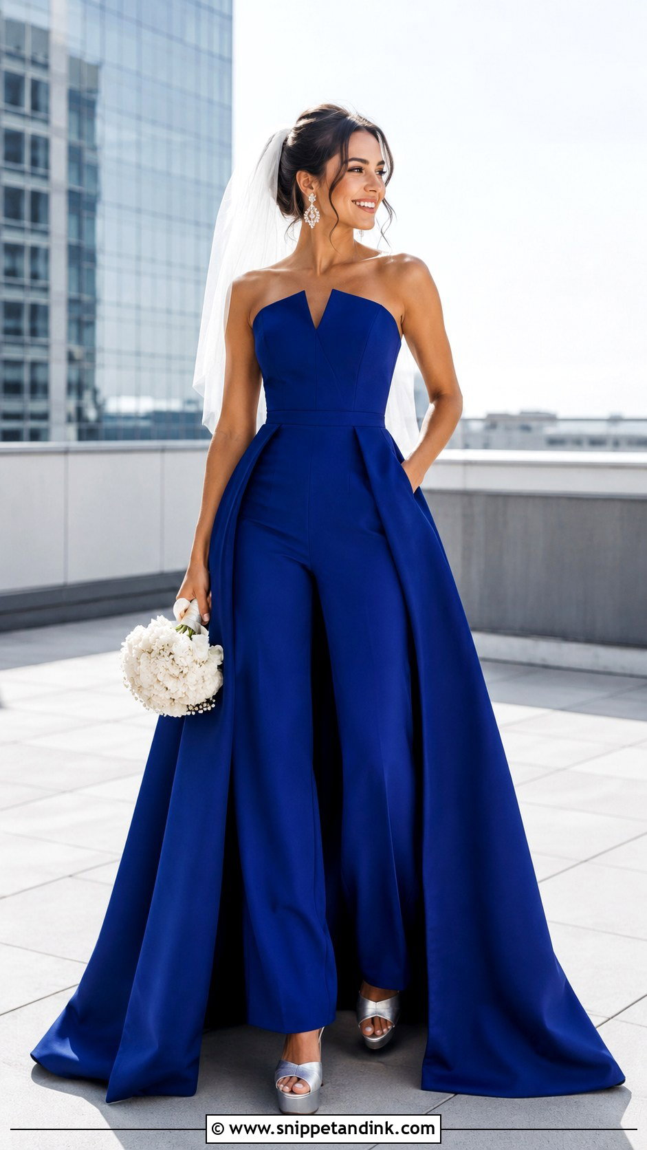 Cobalt Blue Bridal Jumpsuit - Snippet and Ink - 20 Colorful Bride Ideas