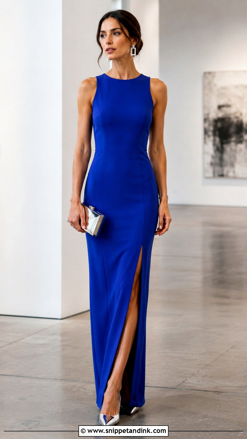 Cobalt Blue Column Wedding Gown - Snippet and Ink - 20 Long Gown for Wedding Ideas