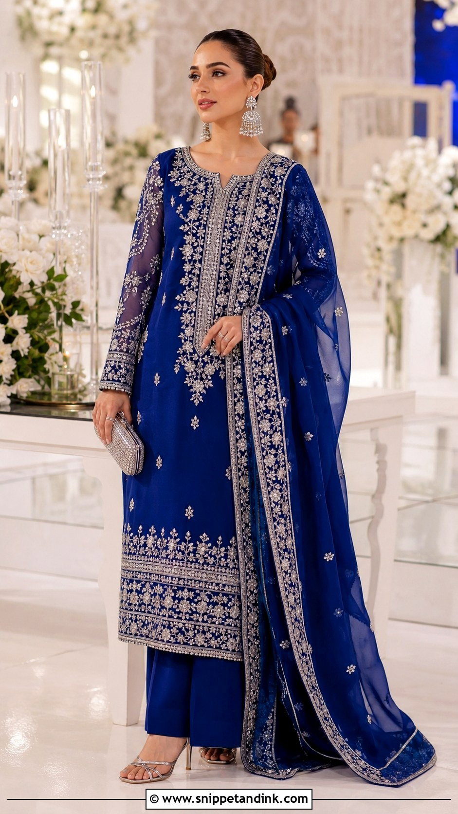 Cobalt Blue Long Shirt Pakistani Wedding Dress - Snippet and Ink - 20 Pakistani Cousin Wedding Dress Ideas