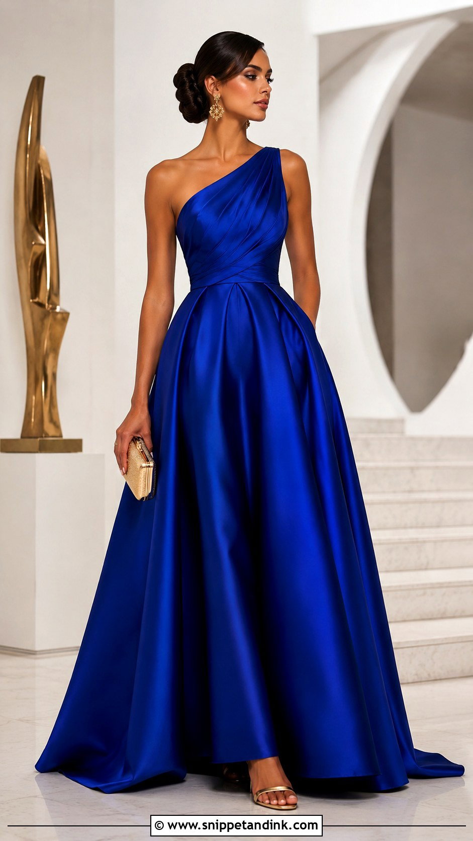 Cobalt Blue One Shoulder Ball Gown - Snippet and Ink - 20 Ball Gown Blue Ideas