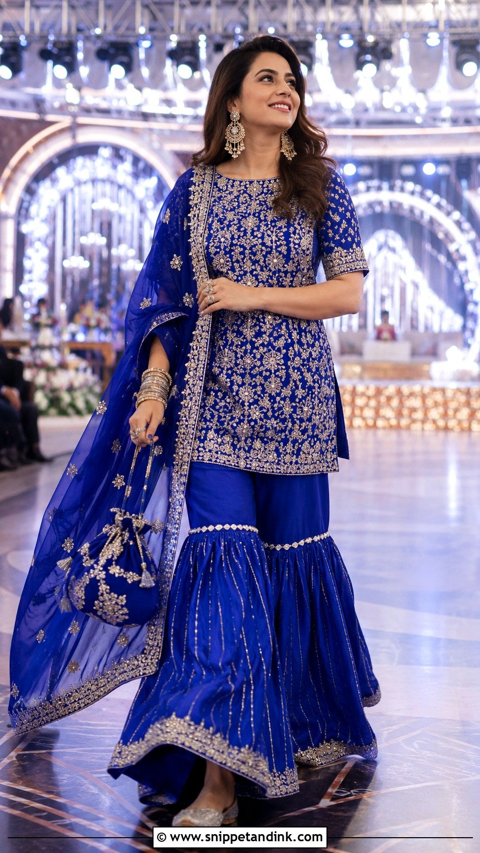 Cobalt Blue Sharara Sangeet Outfit - Snippet and Ink - 20 Blue Sangeet Outfit Ideas