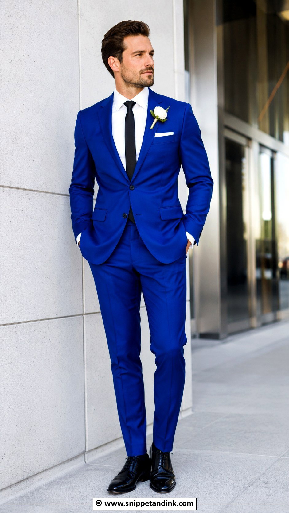 Cobalt Blue Suit With White Shirt - Snippet and Ink - 30 Blue Suit Wedding Ideas