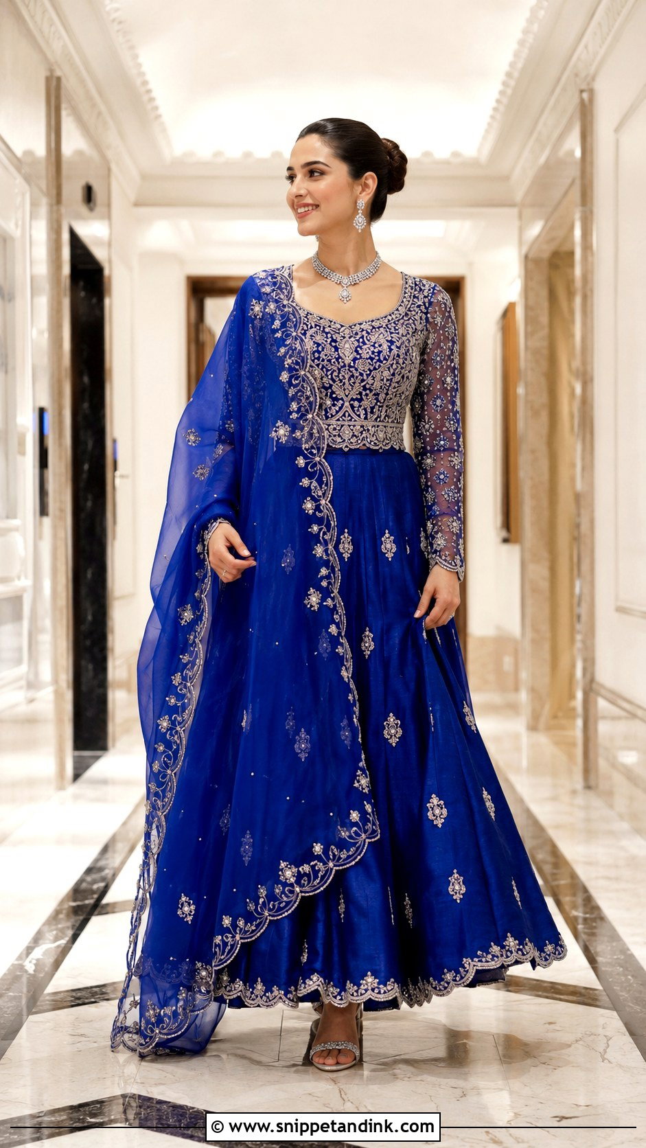 Cobalt Blue Walima Lehenga - Snippet and Ink - 20 Blue Walima Dress Ideas