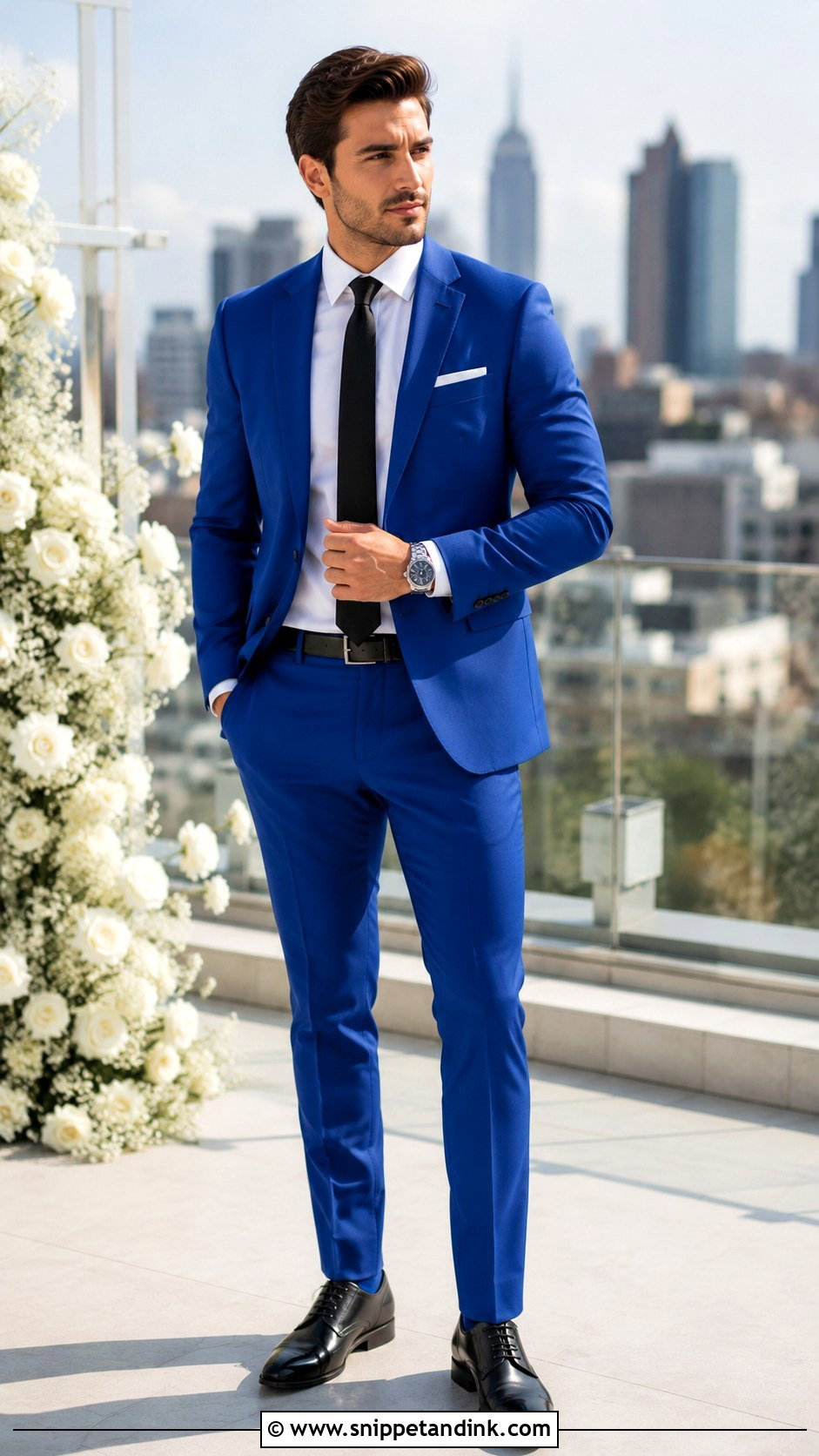 Cobalt Blue Wedding Suit With Black Accessories - Snippet and Ink - 20 Blue Suits Wedding