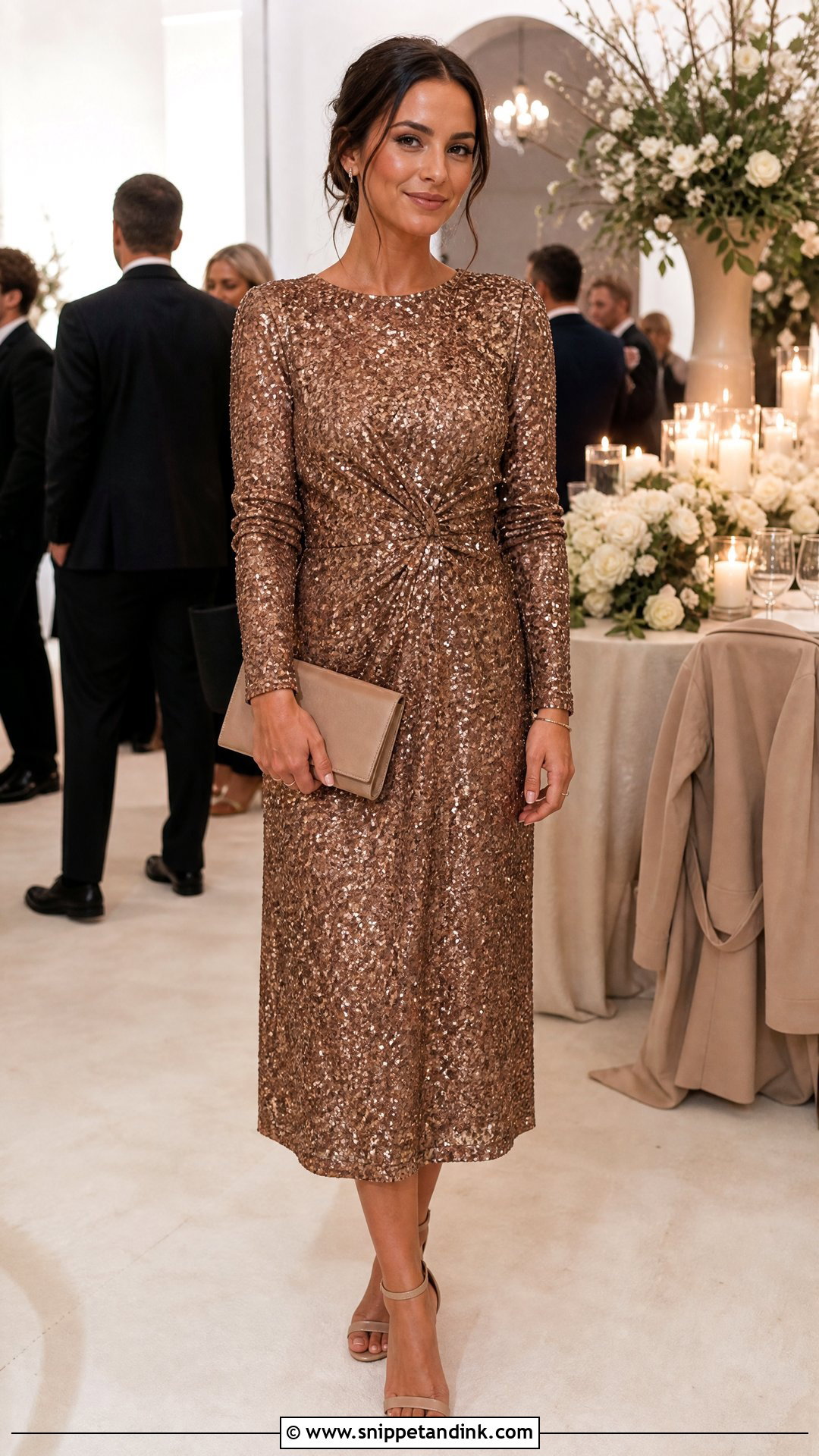 Cocktail Sequin Midi Dress - Snippet and Ink - 25 October Wedding Dresses
