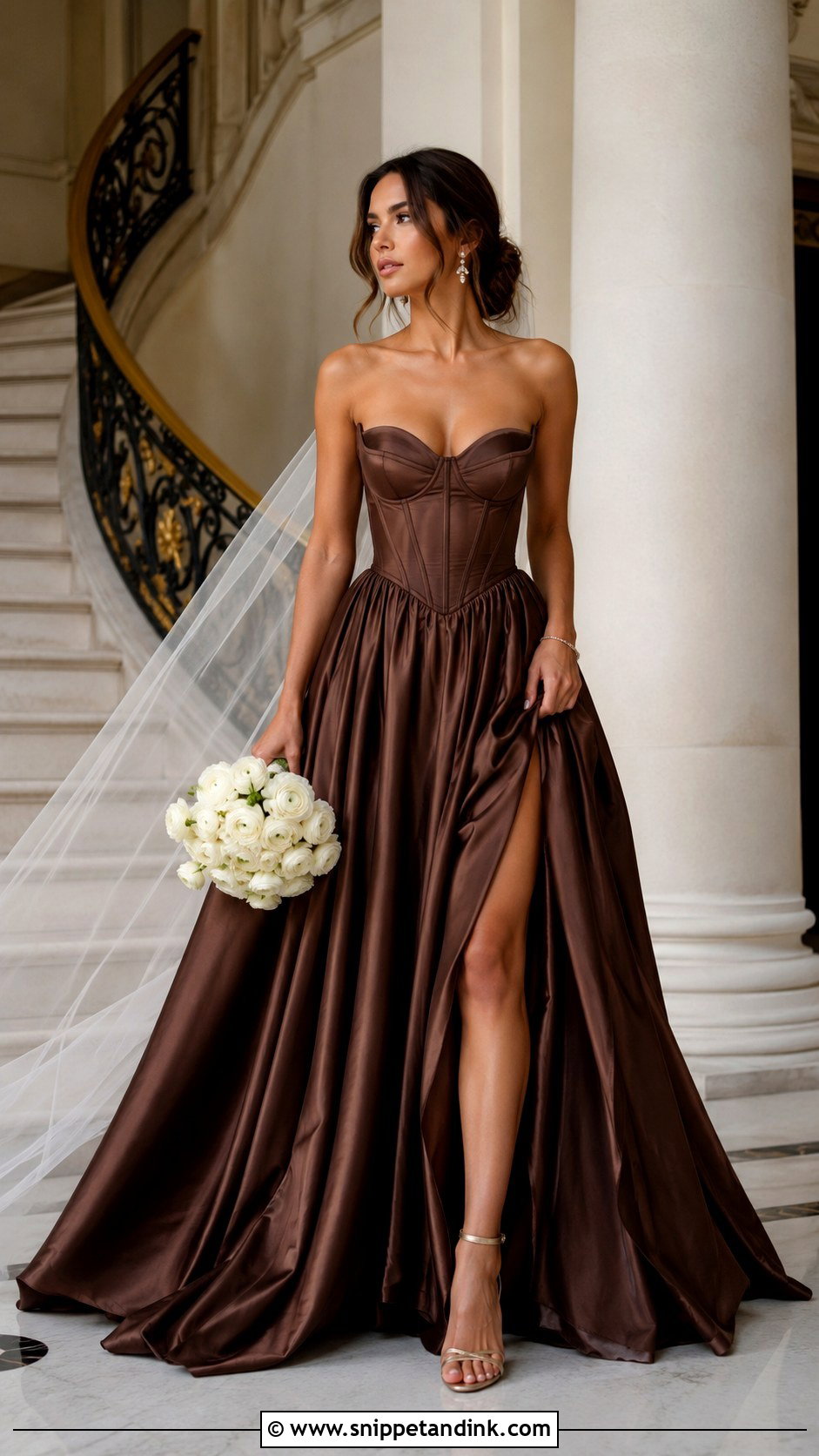Cocoa Brown Corset Bridal Dress - Snippet and Ink - 20 Brown Bridal Dress Ideas