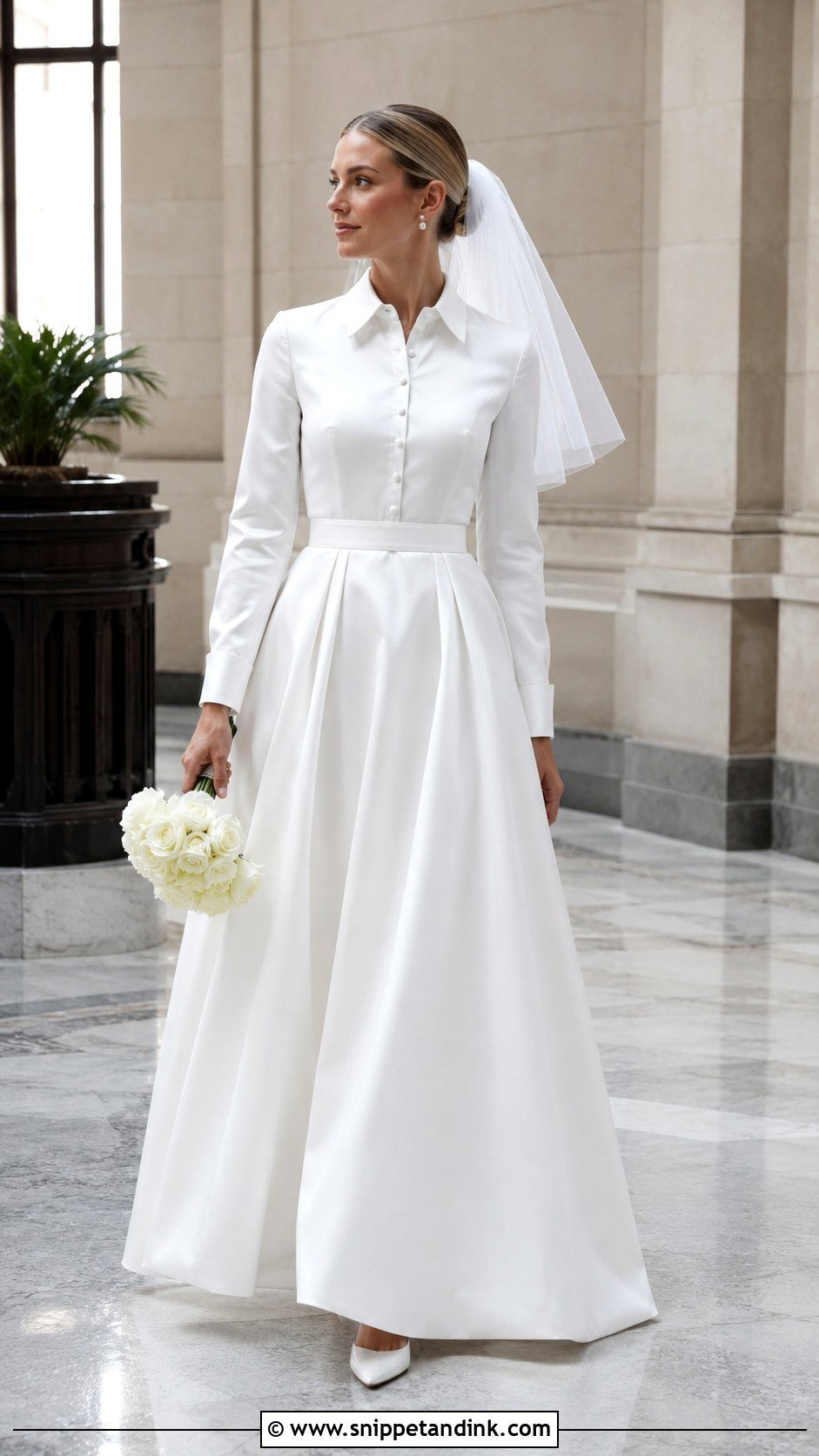 Collared Bridal Shirt Dress - Snippet and Ink - 20 Modest White Wedding Dress Ideas