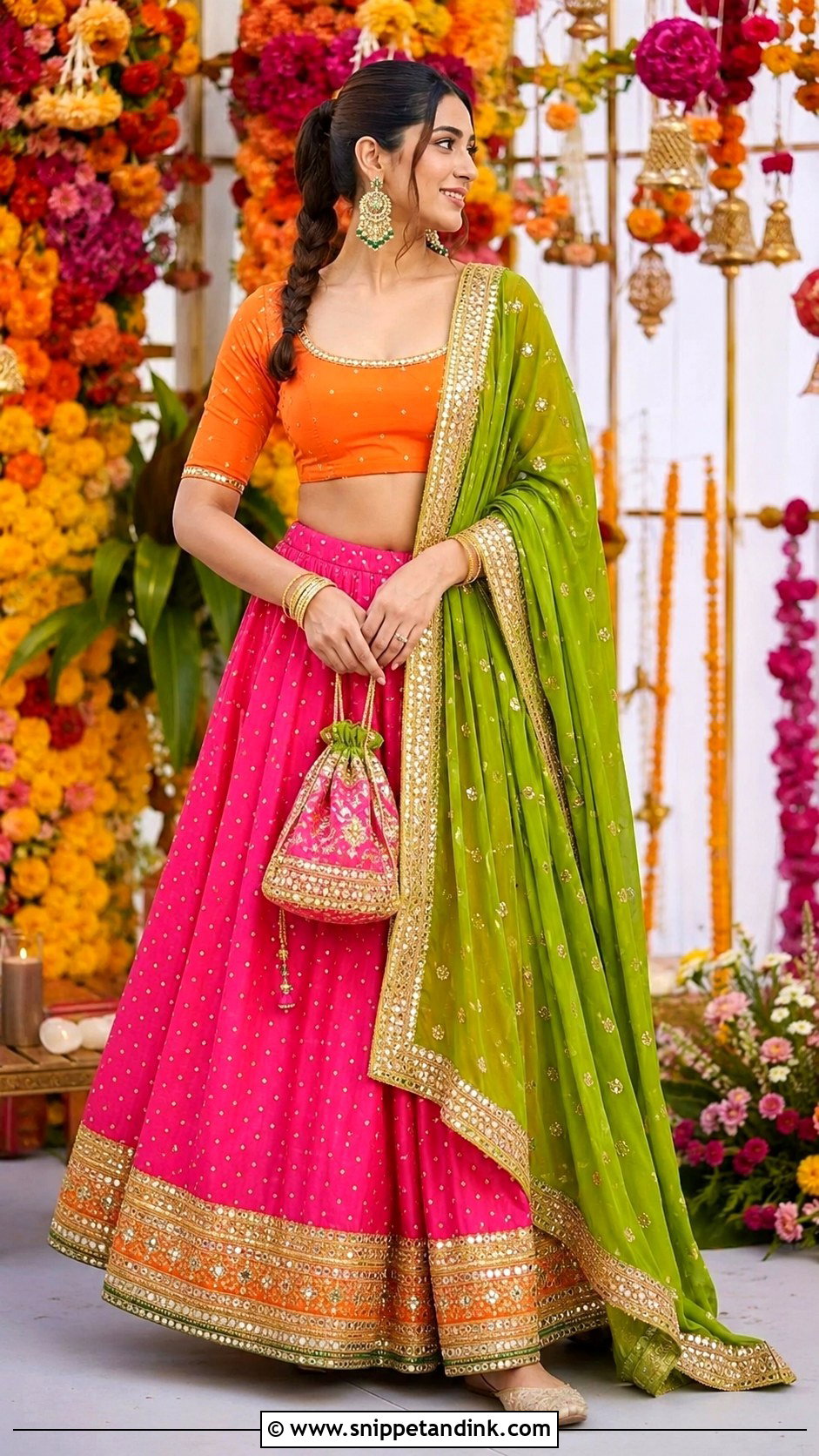 Color Block Lehenga Mehendi Dress - Snippet and Ink - 20 Dress for Mehendi Ideas