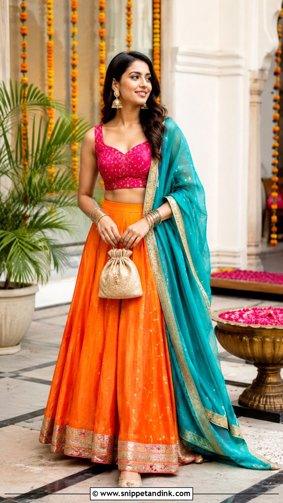 Color Block Mehndi Dress - Snippet and Ink - 20 Mehndi Event Dresses
