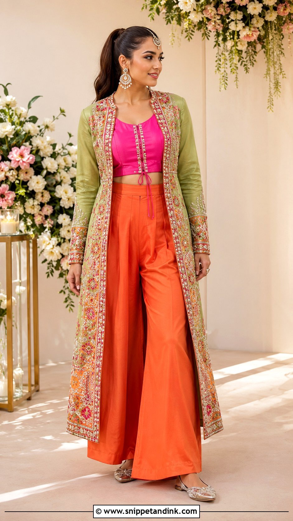 Color Block Pant Set Mehendi Outfit - Snippet and Ink - 20 Mehendi Ceremony Outfits Brides
