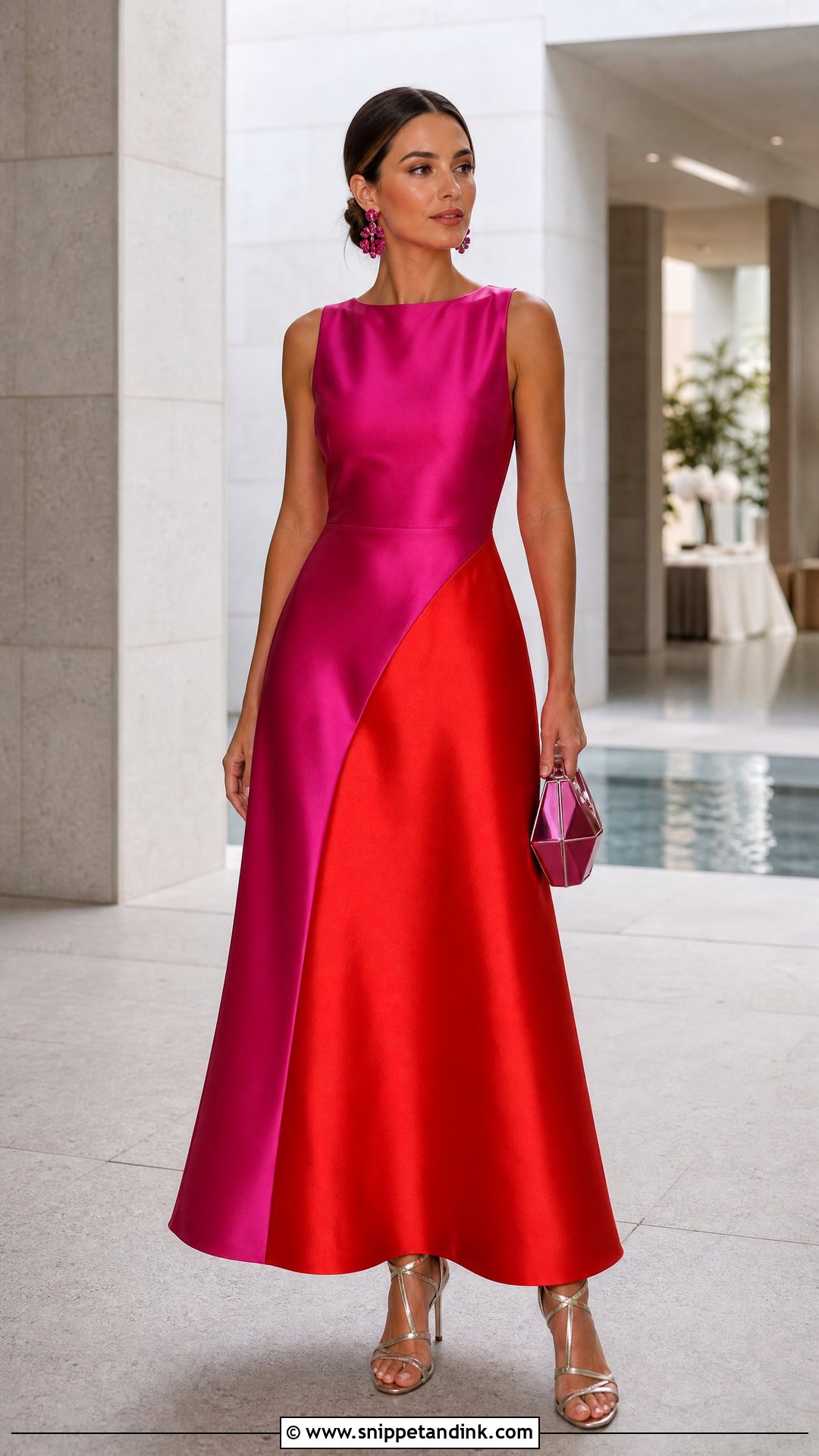 Color Block Satin Gown For A Funky Formal Wedding - Snippet and Ink - 20 Funky Formal Wedding Attire Ideas