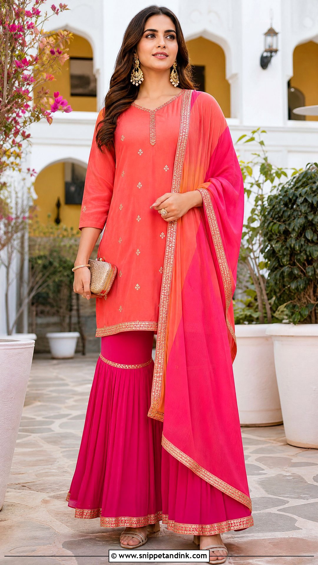 Color Block Sharara Party Outfit - Snippet and Ink - 20 Sharara Party Wear Ideas