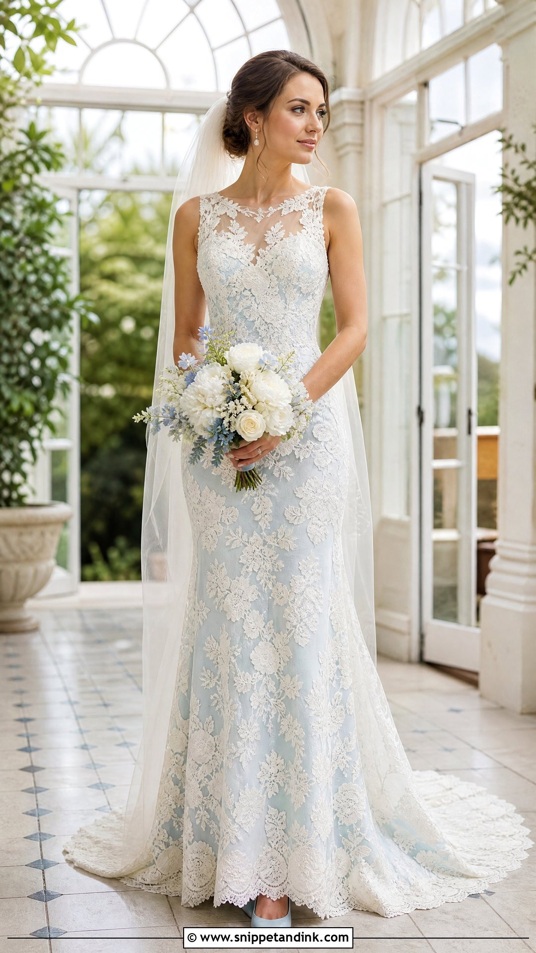 Colored Lace Underlay Wedding Dress - Snippet and Ink - 20 Pop of Color Wedding Dress Ideas