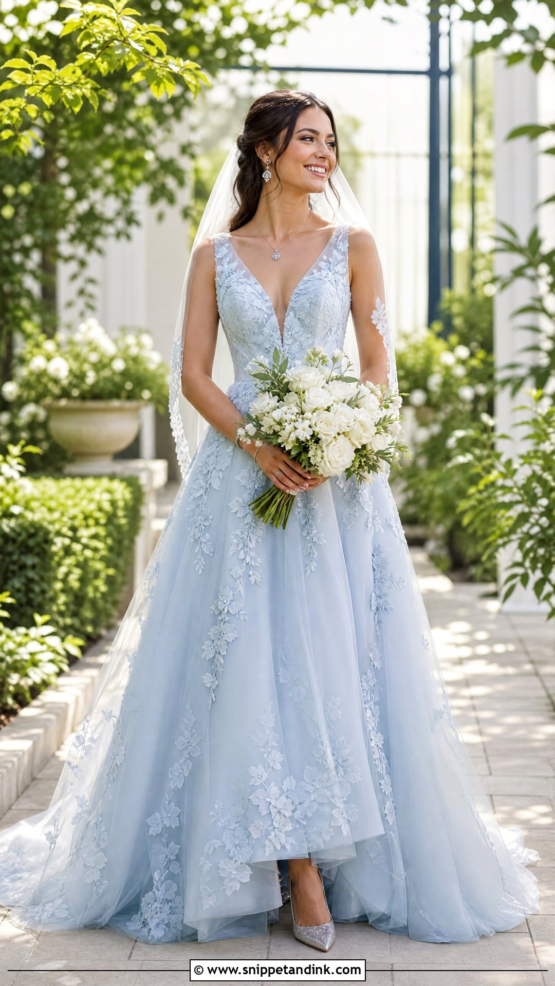 Colored V Neck Wedding Gown - Snippet and Ink - 20 V Neck Wedding Gown Ideas
